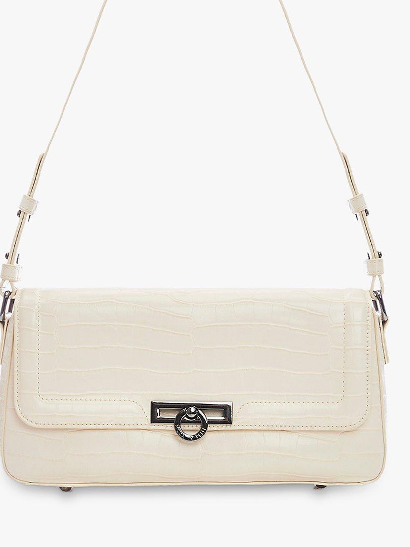 Moda in Pelle Paris Croc Effect Baguette Bag, White