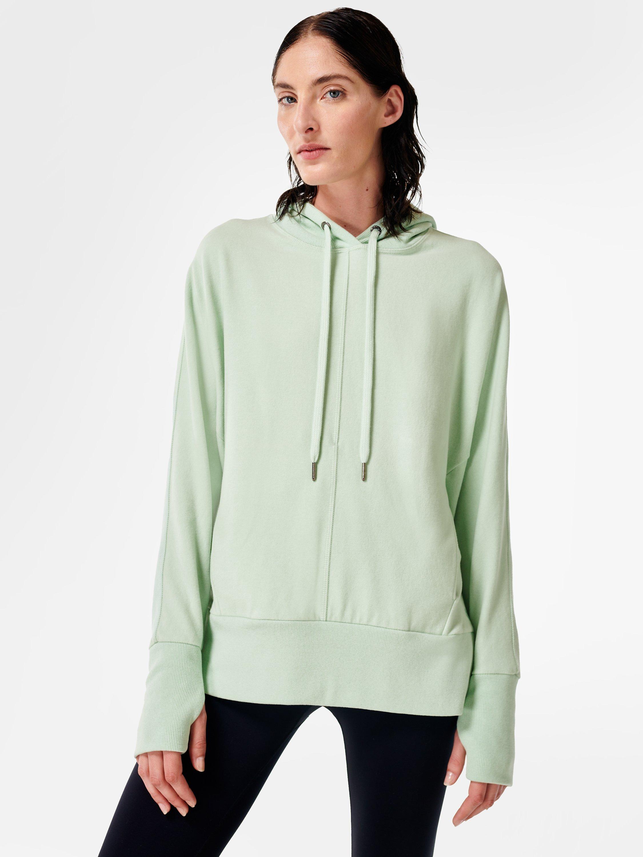 Sweaty Betty Luxe Fleece Hoodie - Green Mist, Size XL