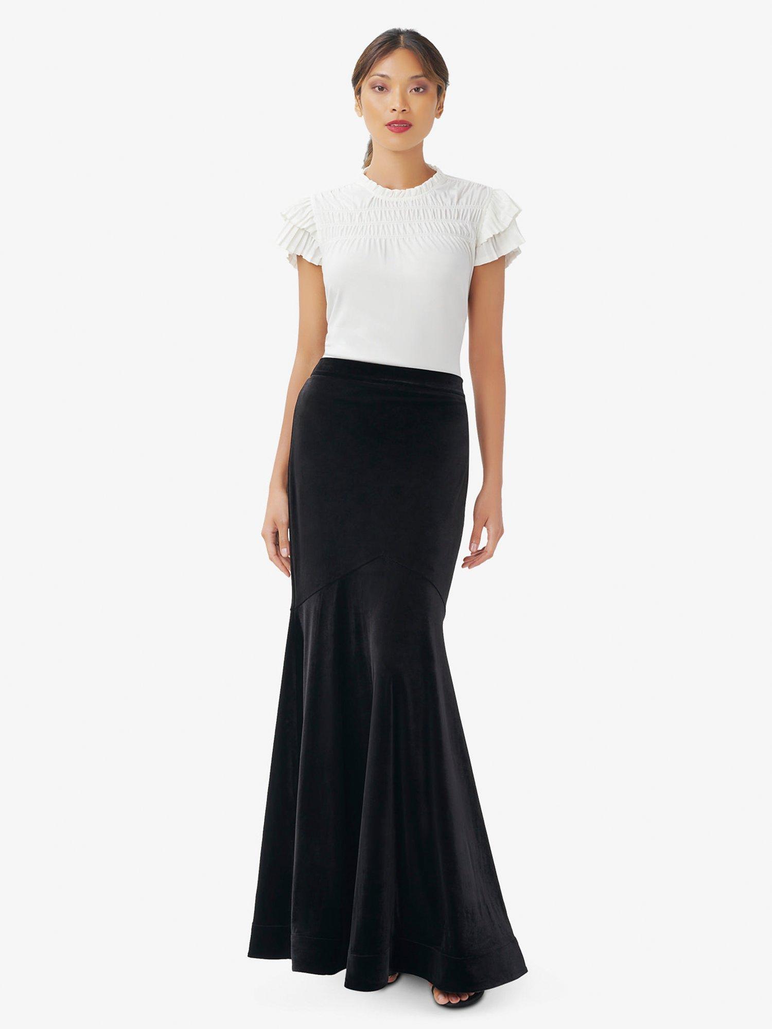 John lewis black velvet skirt best sale