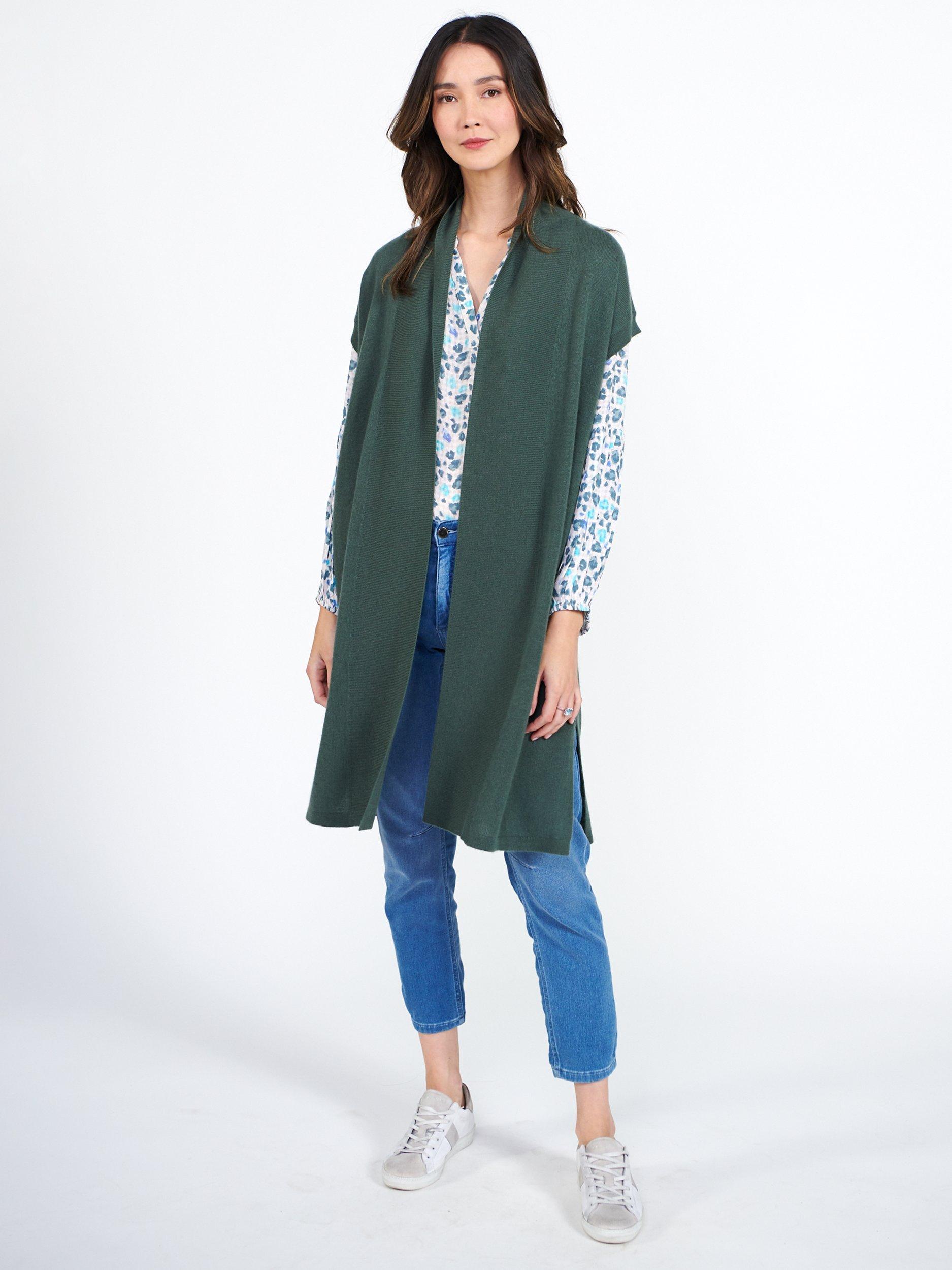 NRBY Susanna Cashmere Longline Cardigan, Khaki, One Size