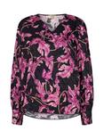 MOS MOSH Peytin Crawl Long Sleeve Jacquard Blouse, Black/Pink