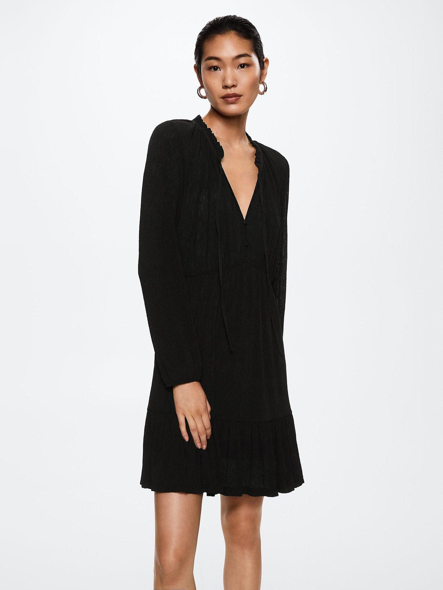 Mango Posada Mini Dress, Black