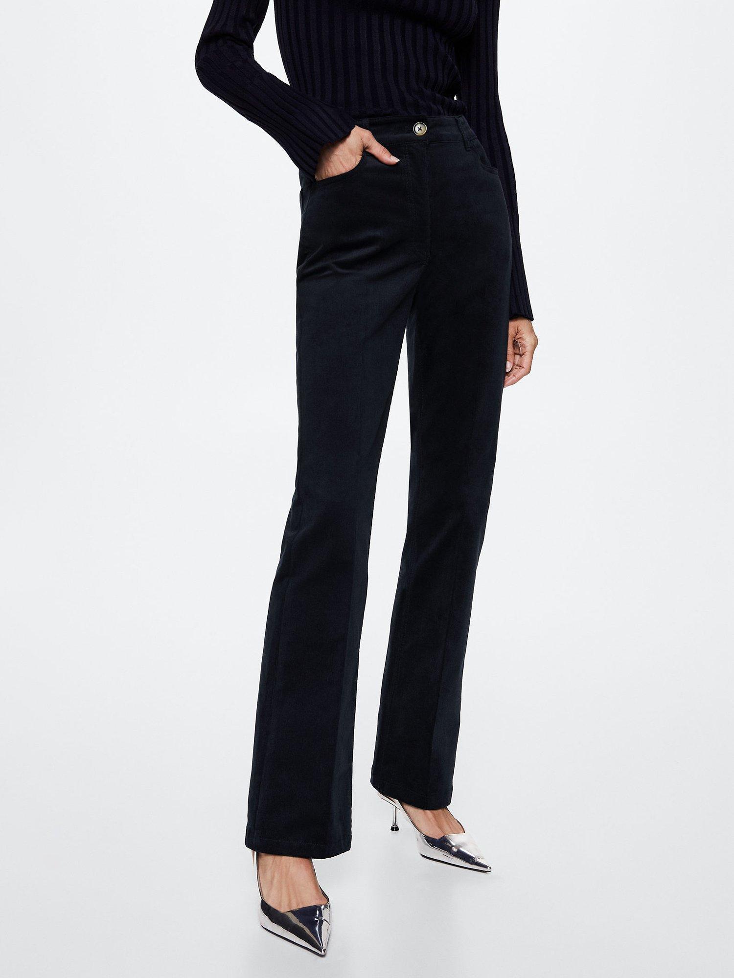 Mango Catalina Flared Corduroy Trousers, Dark Blue