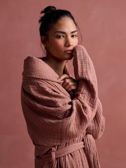 Bedfolk Unisex Dream Cotton Robe - view 2, Rust