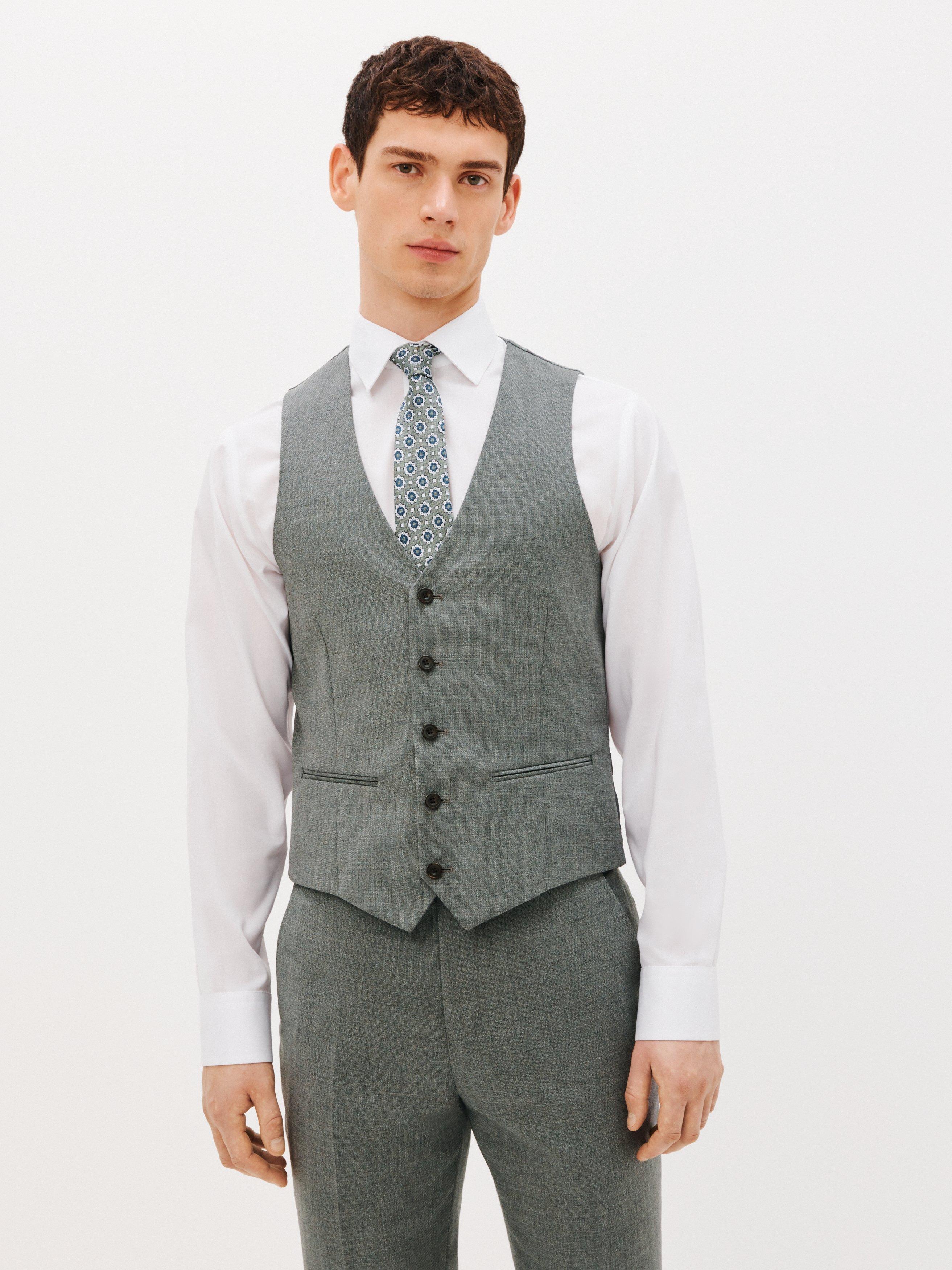 John Lewis Wool Hopsack Tailored Waistcoat, Grey