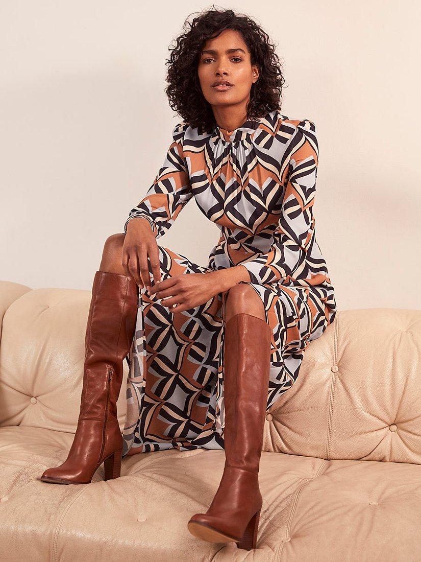 Mint Velvet Print Midi Dress, Blue/Multi