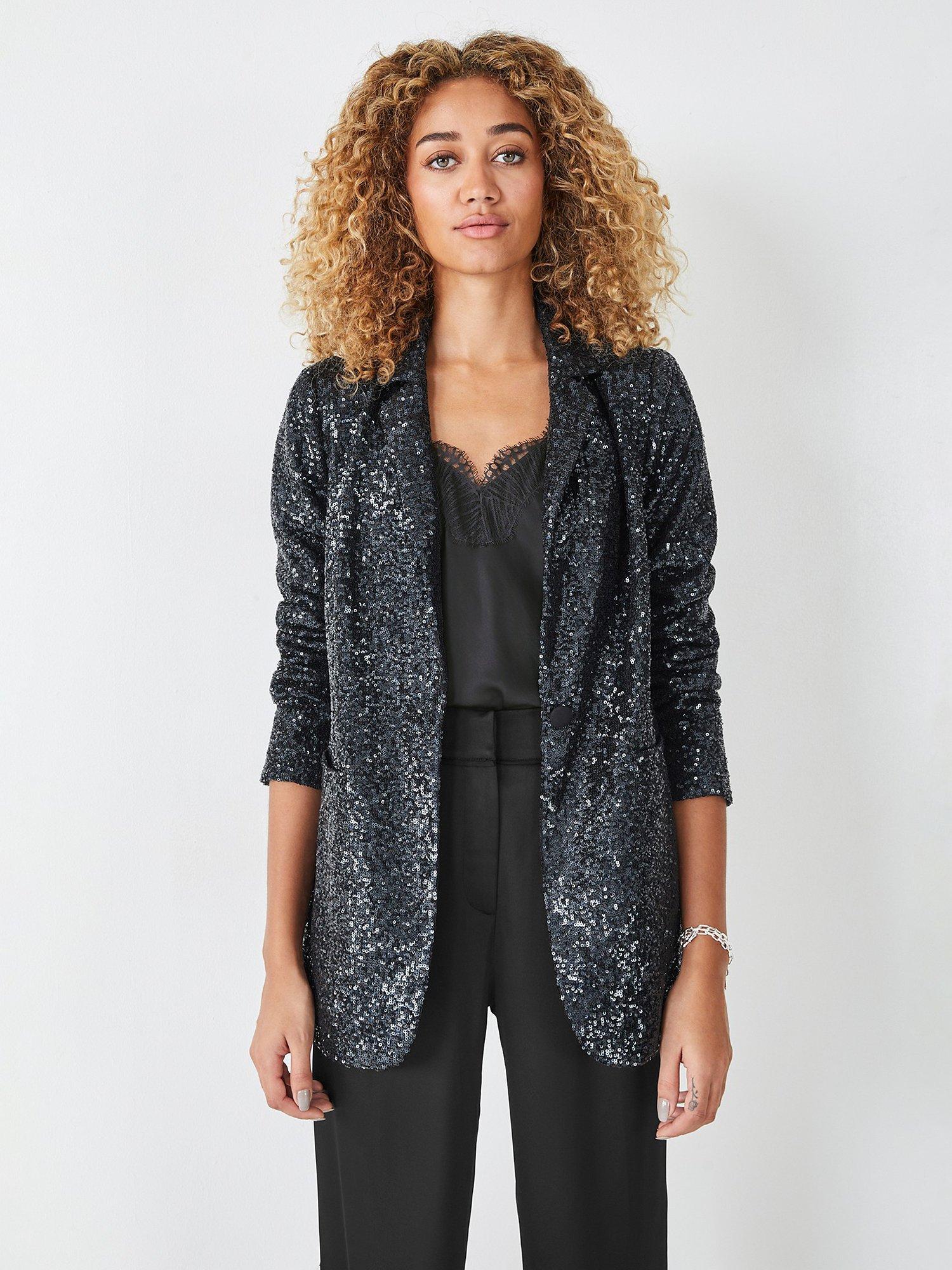 HUSH Sorcha Sequin Blazer, Black