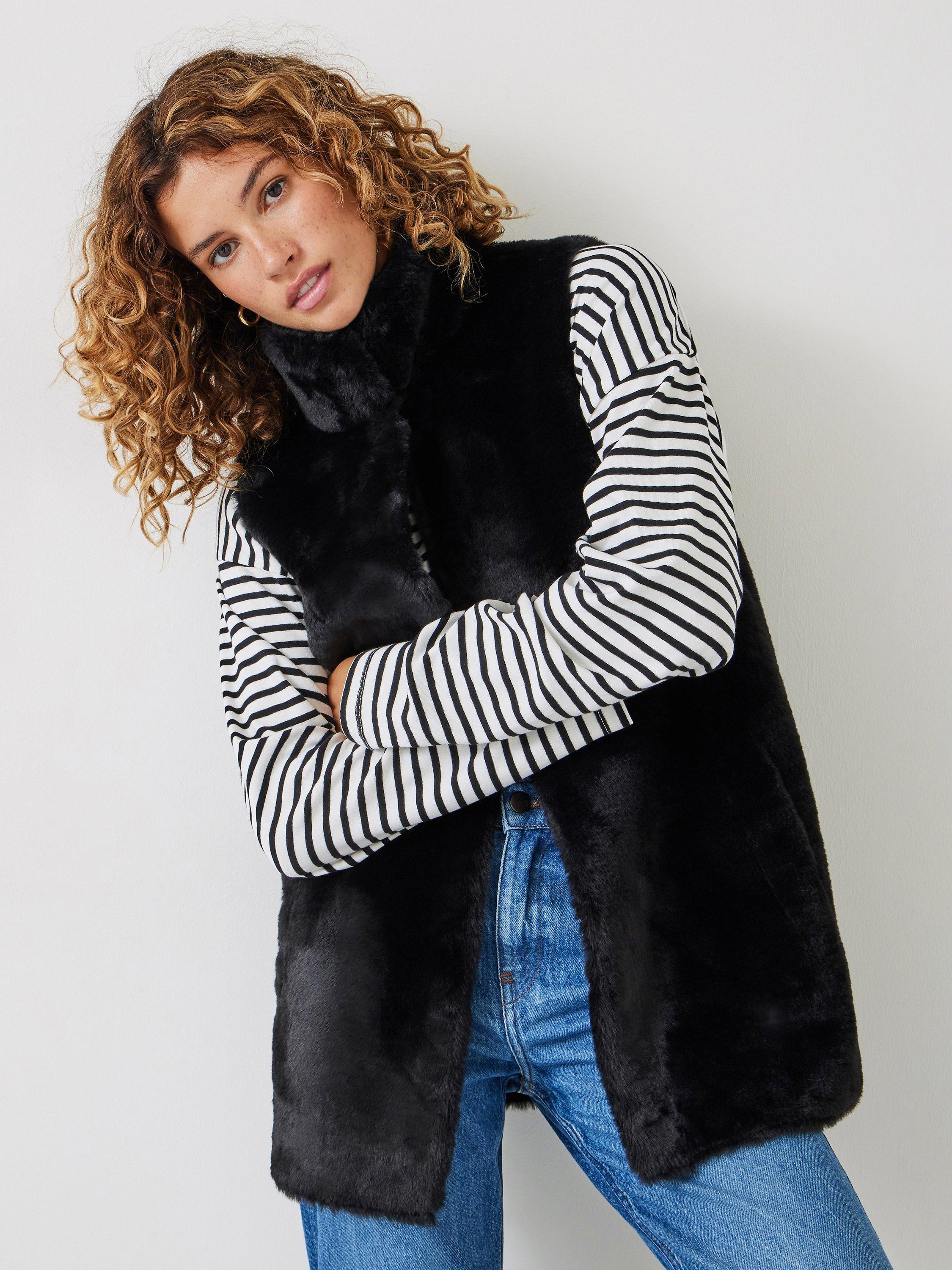 HUSH Ivara Faux Fur Gilet, Black