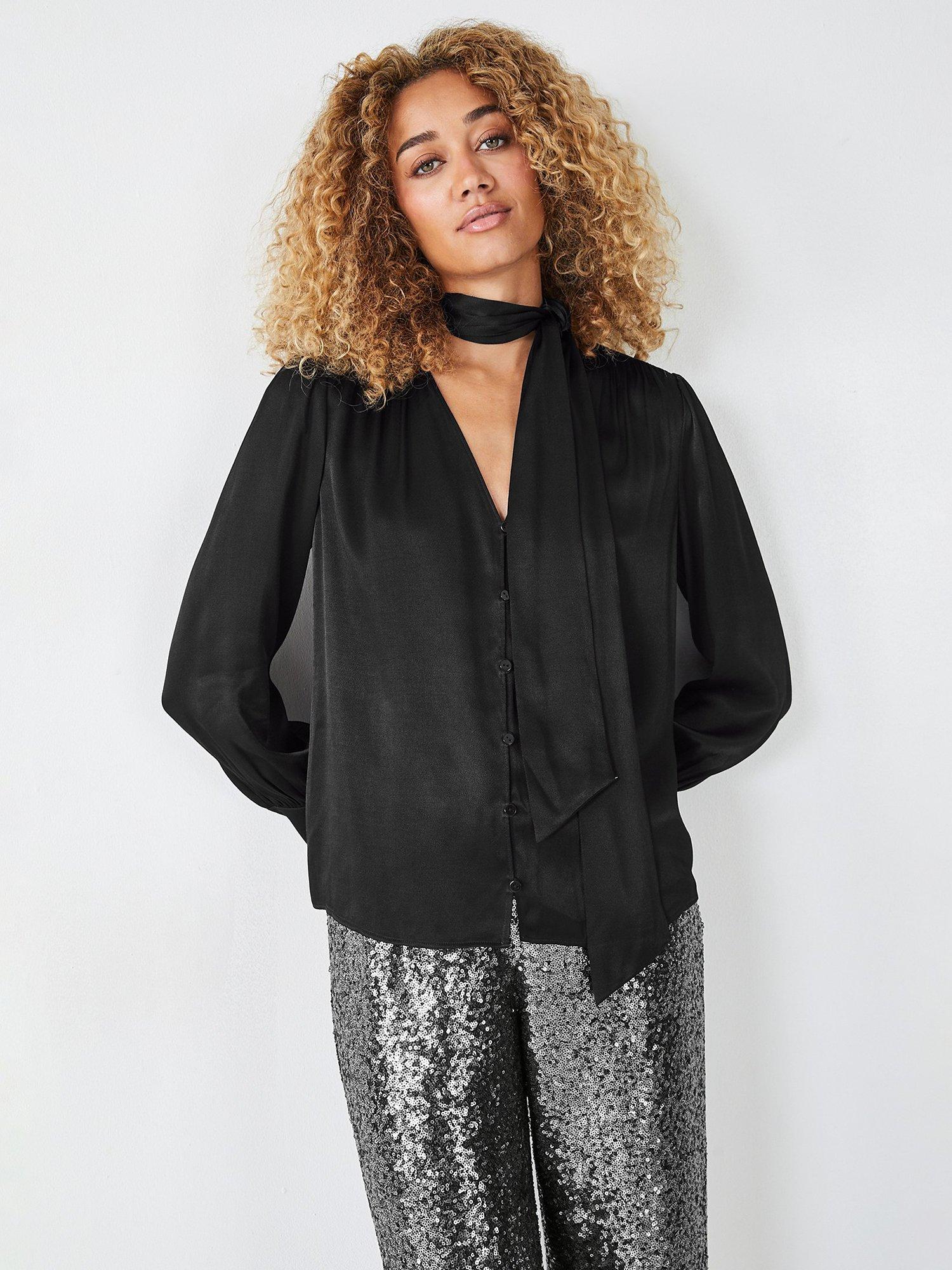 HUSH Priscilla Satin Tie Blouse