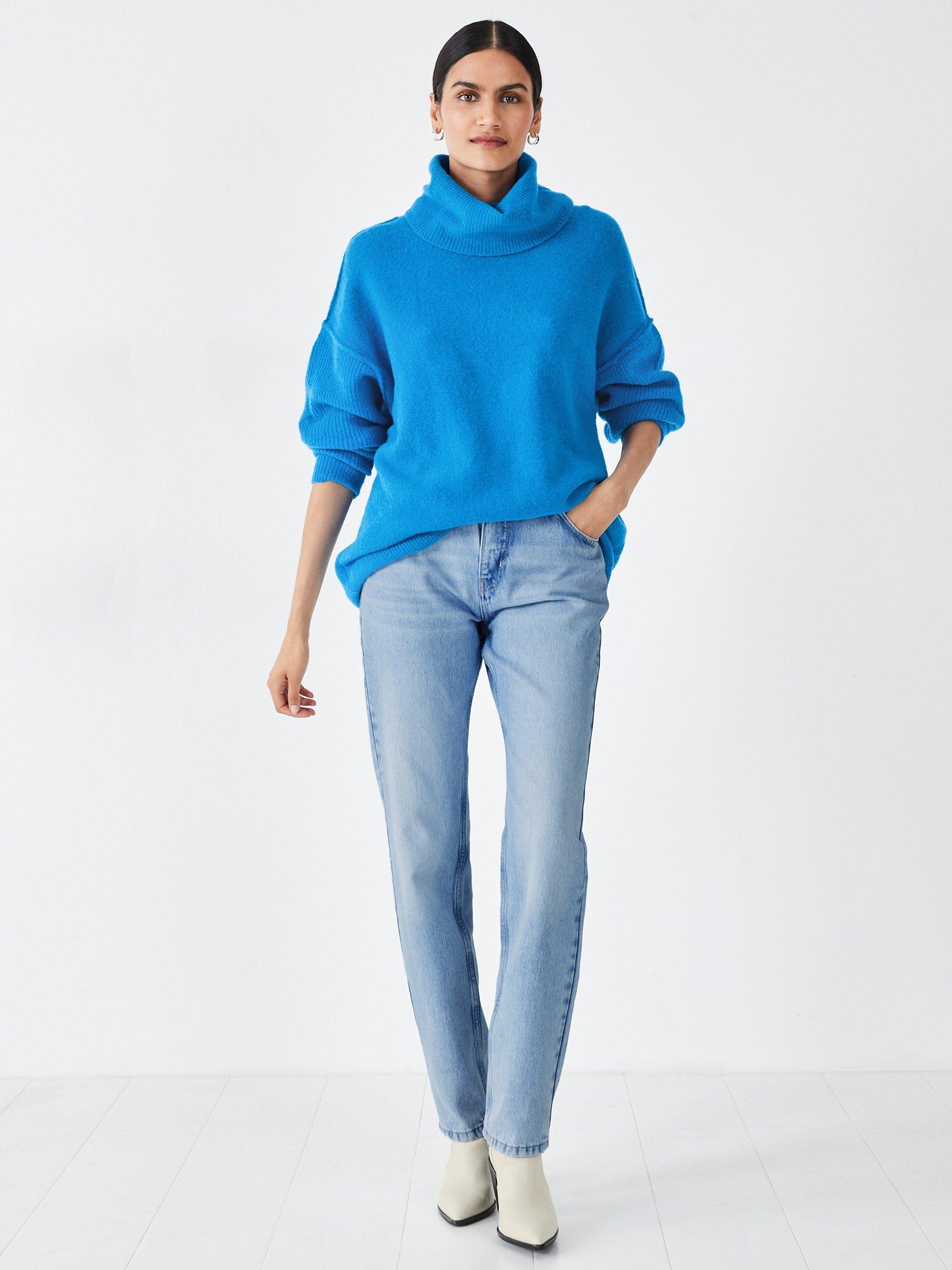 HUSH Meryl Roll Neck Wool Blend Jumper Vivid Blue