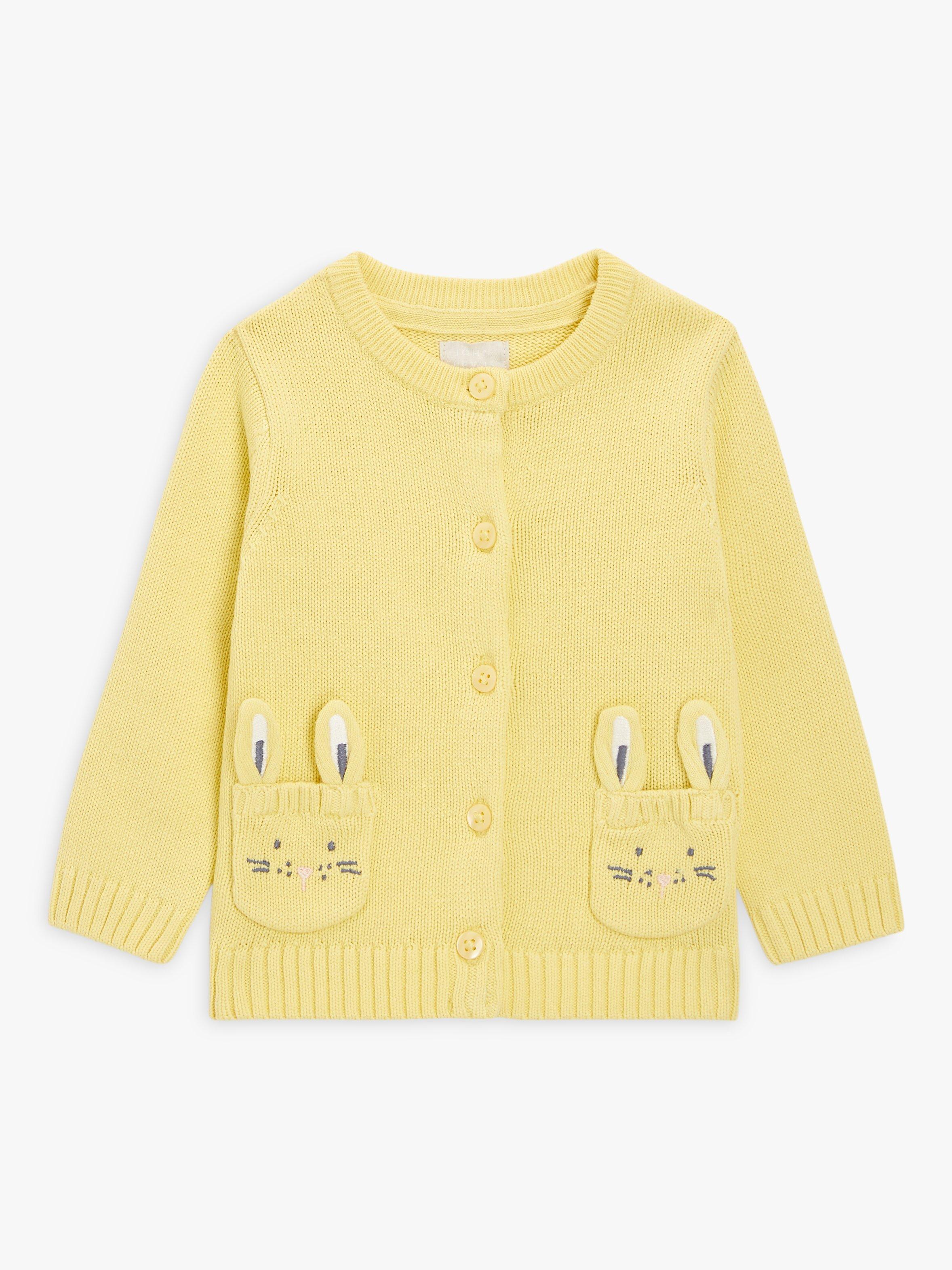 John Lewis Baby Bunny Cardigan, Yellow