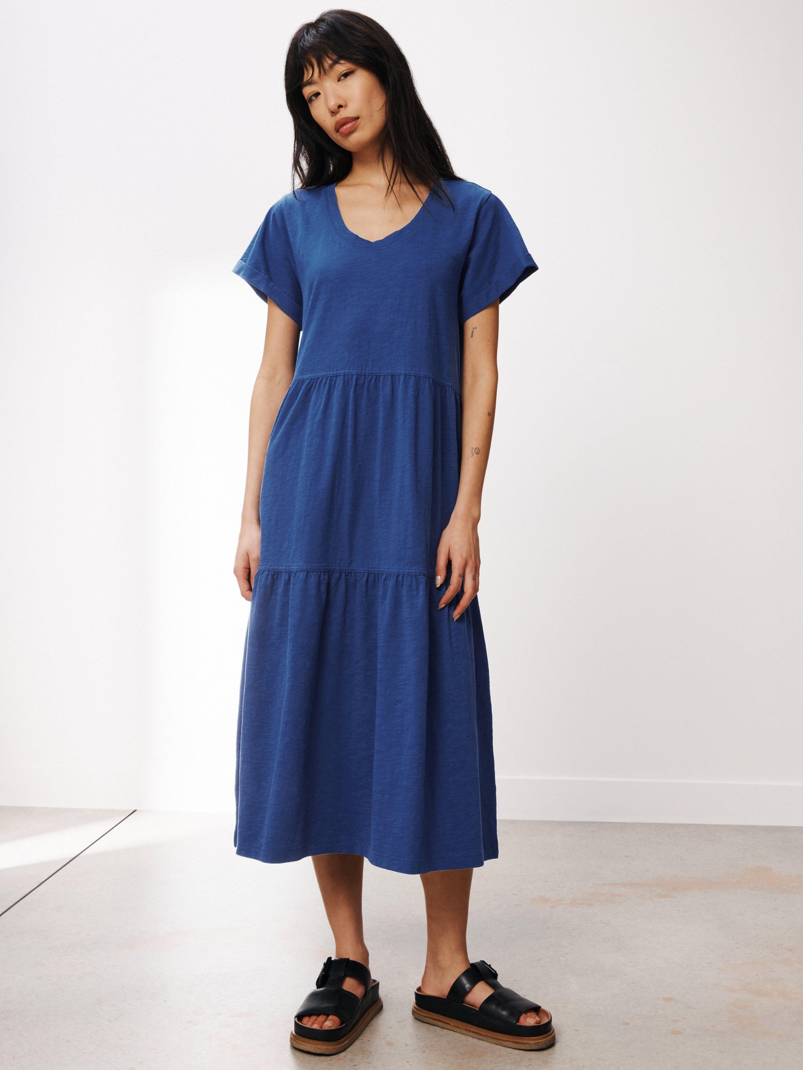 AND/OR Bernie Cotton Jersey Dress, Ink Blue