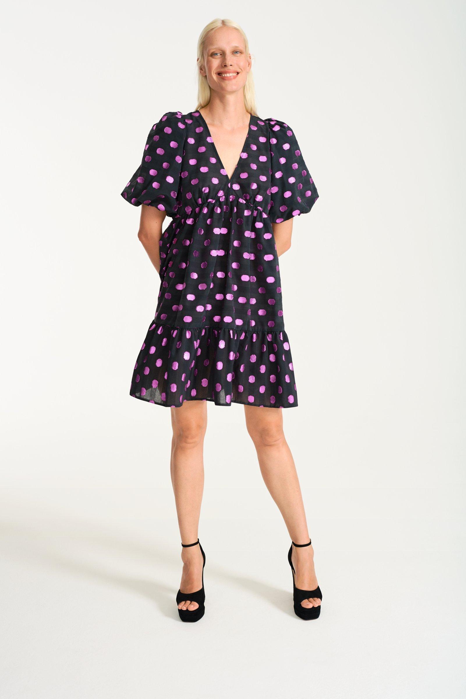 Nobody's Child Vienna Spot Taffeta Dress, Fuchsia Pink