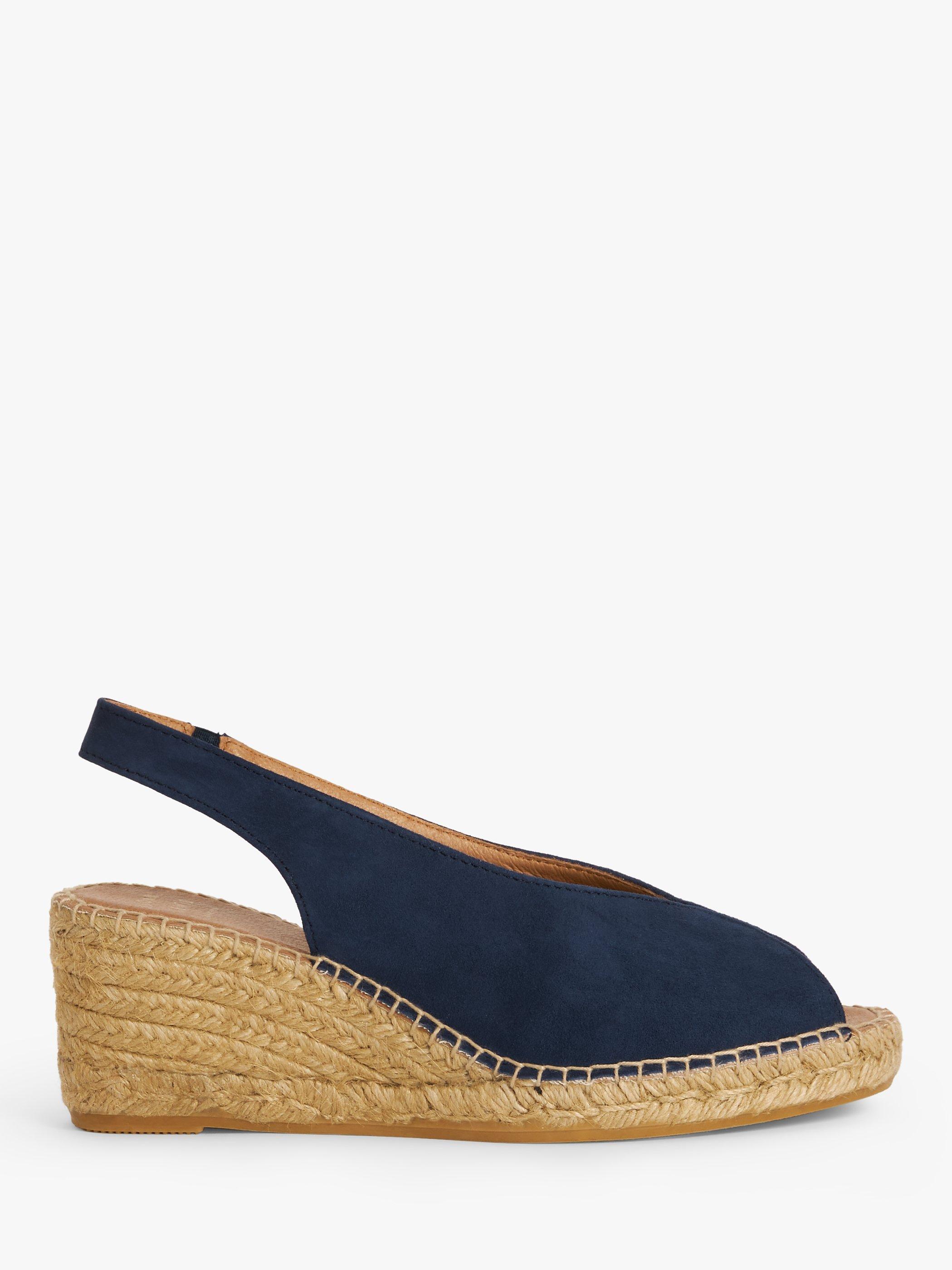 John Lewis Knights Peep Toe Slingback Espadrille Sandals, Navy, 5