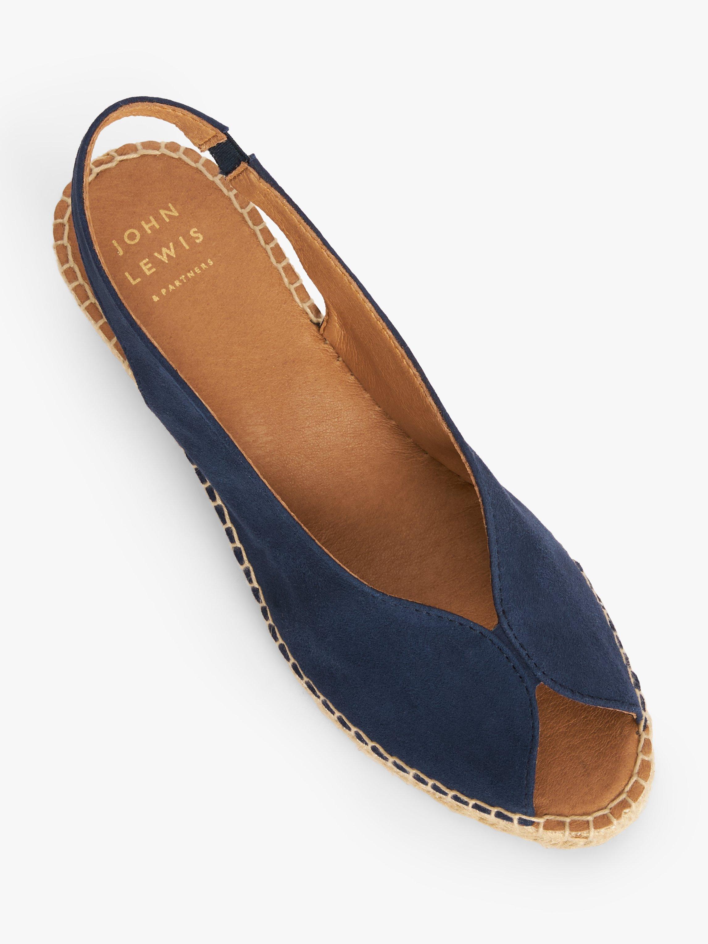 John Lewis Knights Peep Toe Slingback Espadrille Sandals, Navy, 5