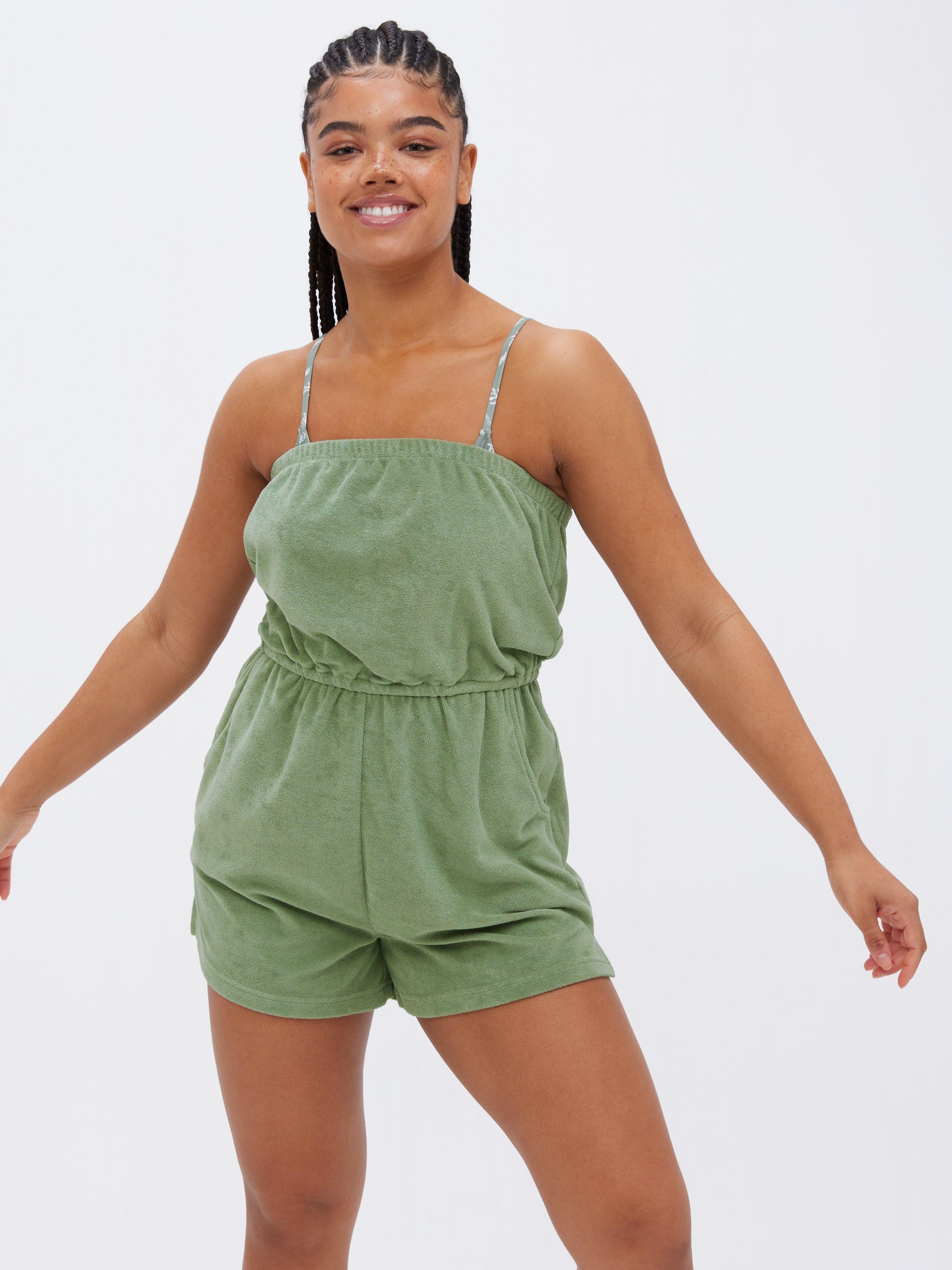 John Lewis ANYDAY Towelling Jumpsuit, Khaki