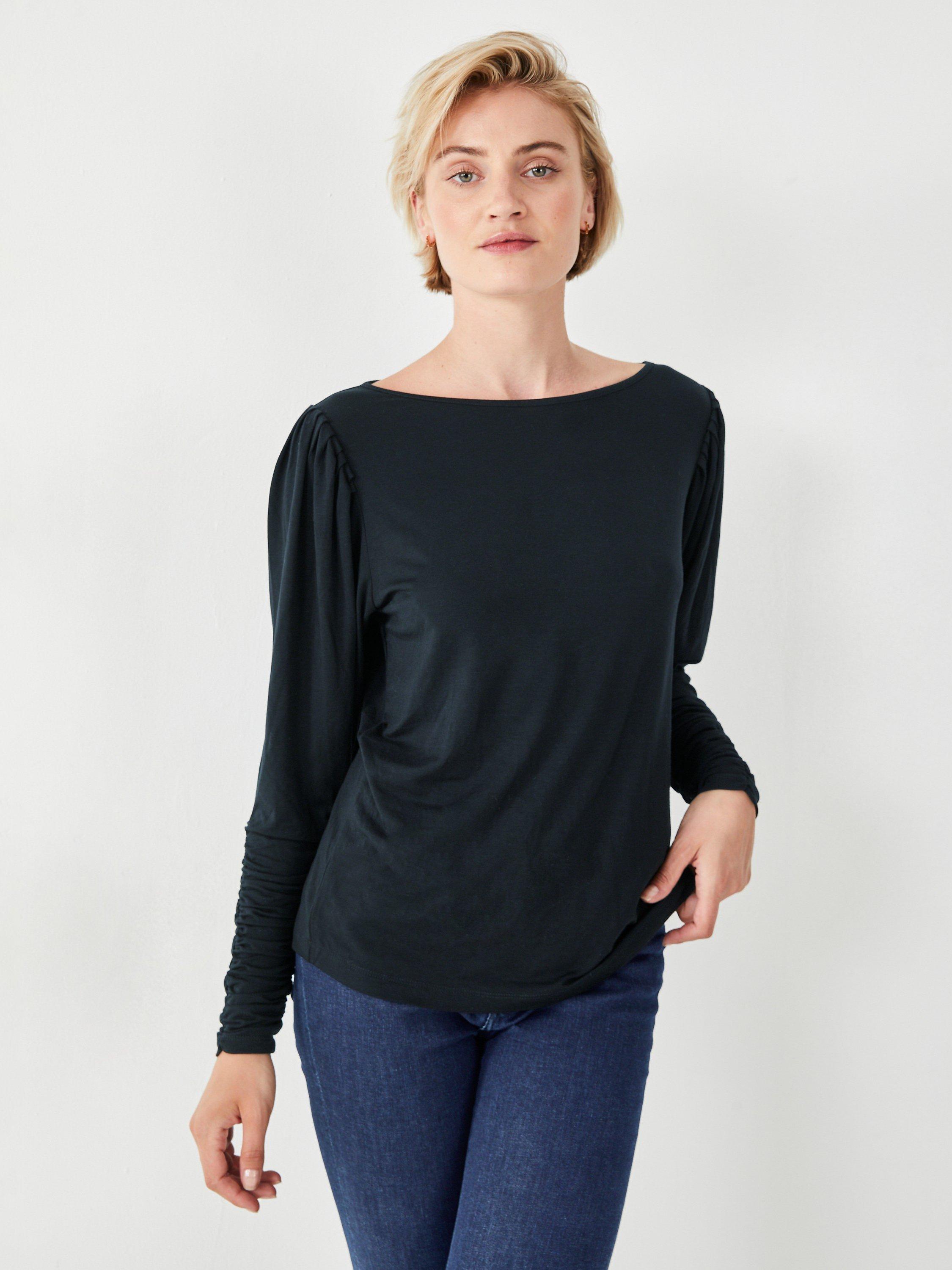 HUSH Charlotte Ruched Sleeve Jersey Top