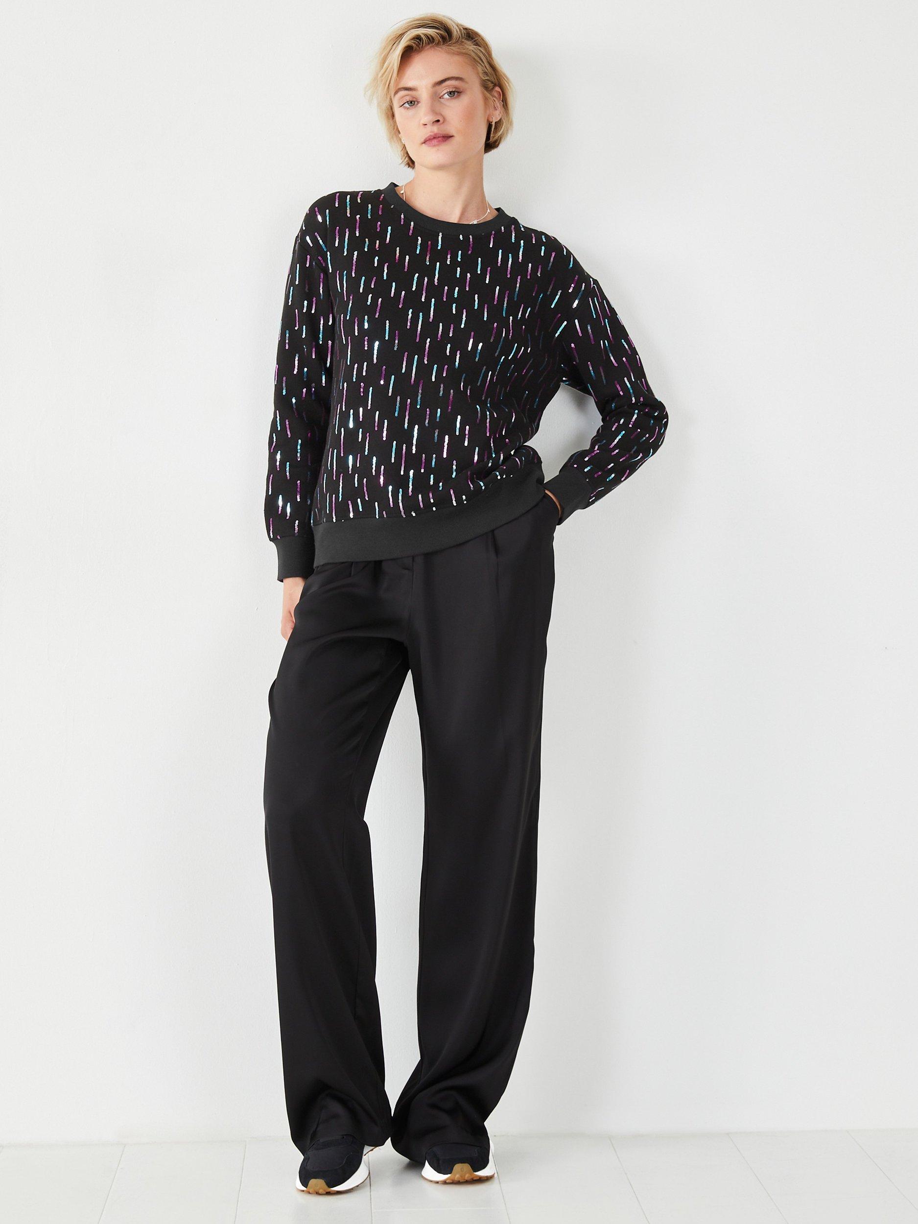 HUSH Emilia Sequin Dash Sweatshirt, Black/Multi, Black/Multi
