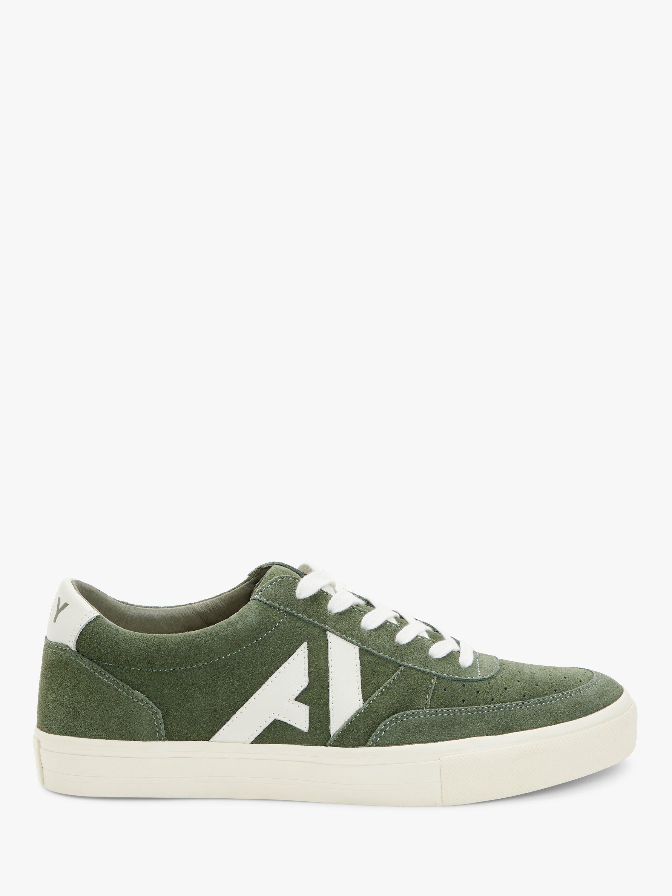 John Lewis ANYDAY Logo Suede Trainers, Olive