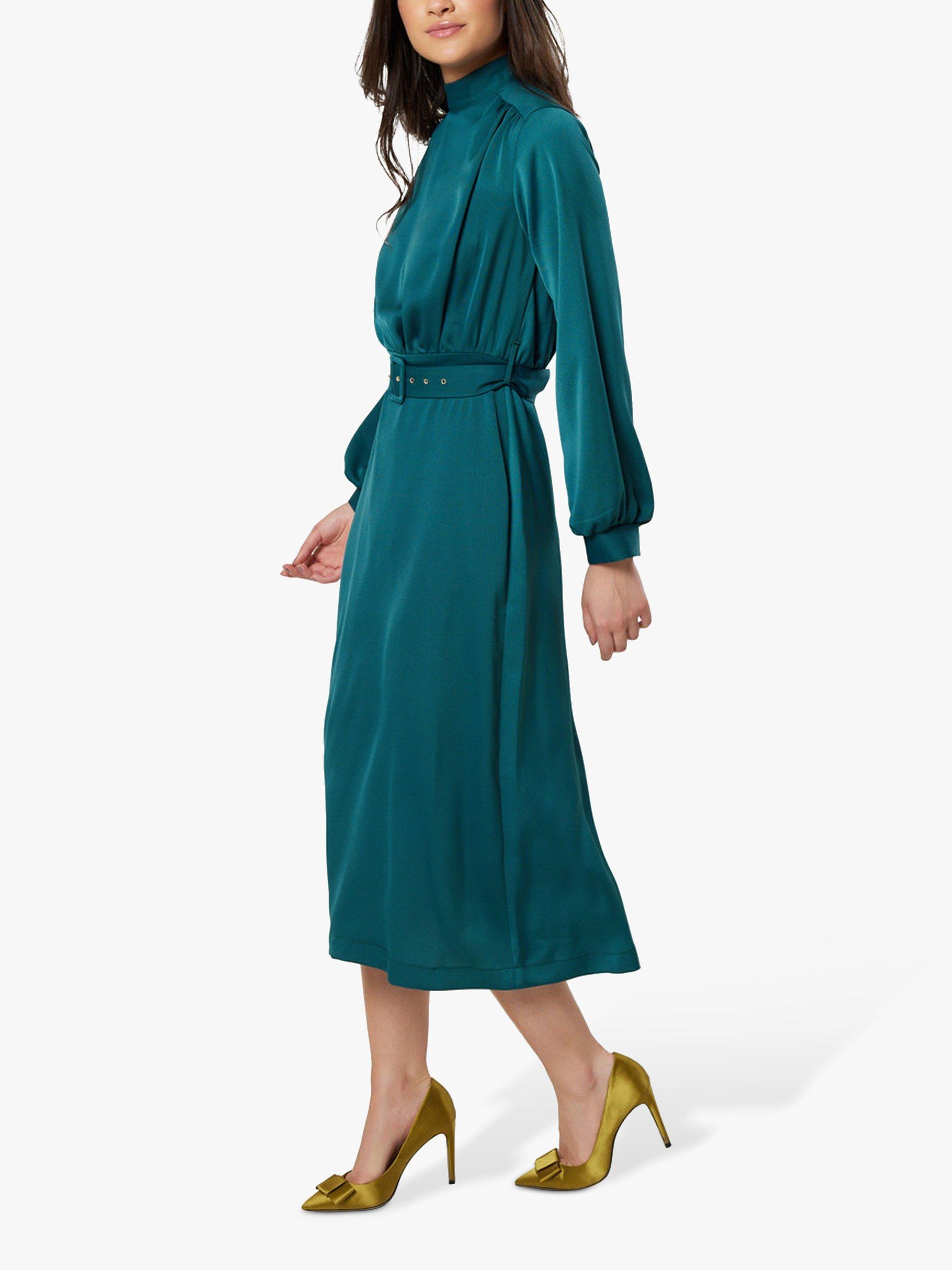 Closet London Belted High Neck Midi Dress, Green, 8