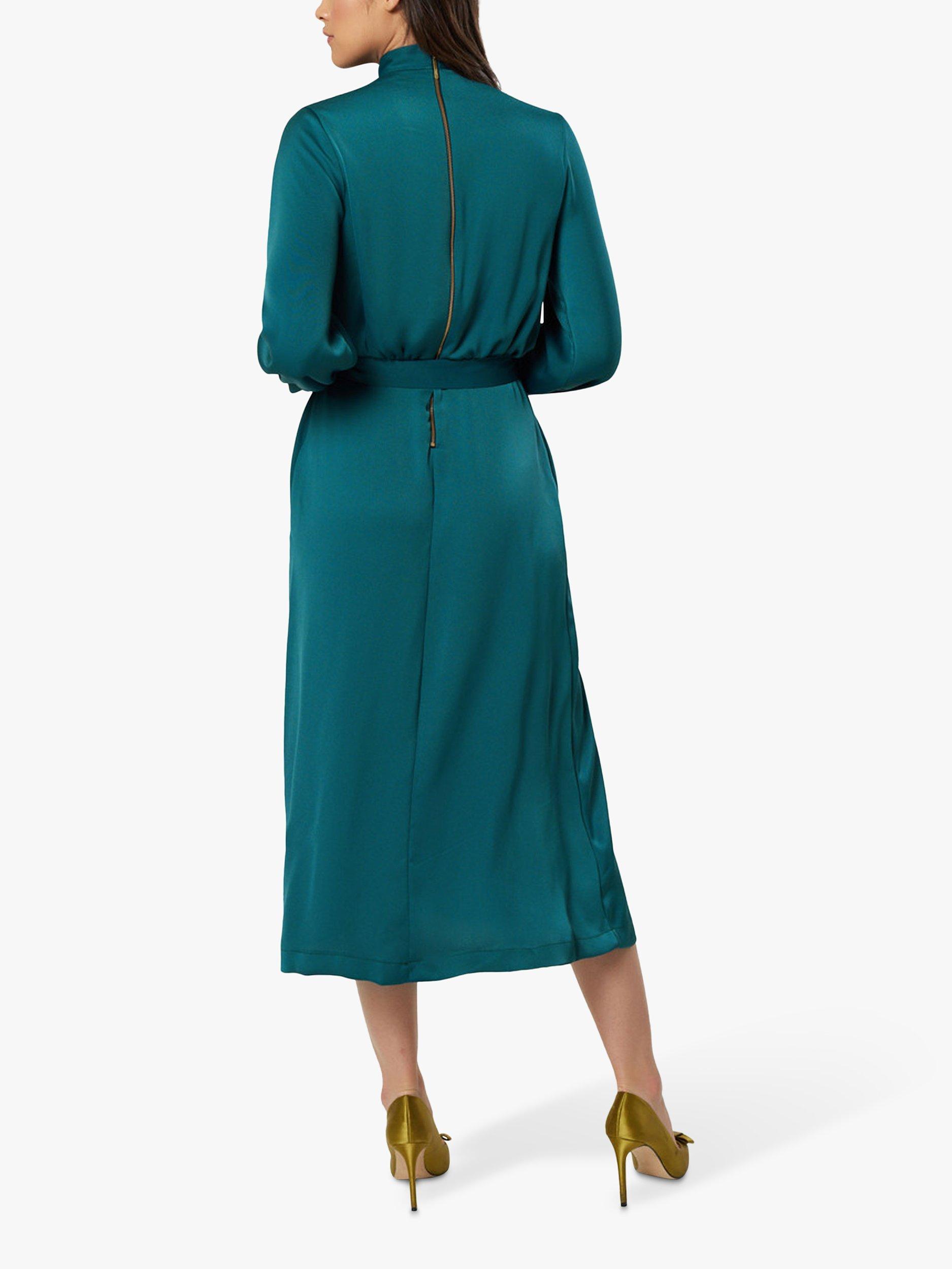 Closet London Belted High Neck Midi Dress, Green, 8