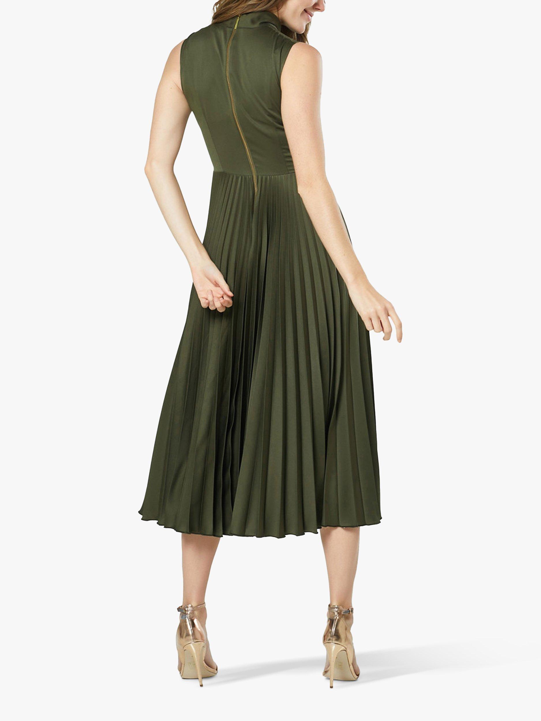 Product image 4 of 4, which shows Closet London Twist Neck Pleated Midi Dress, Green, 14