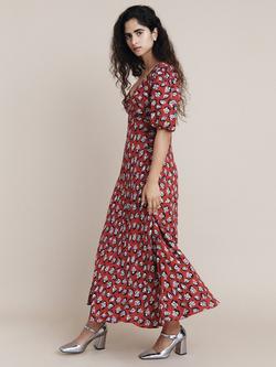 Ghost Annie Poppy Print Maxi Dress, Red - view 2, Red