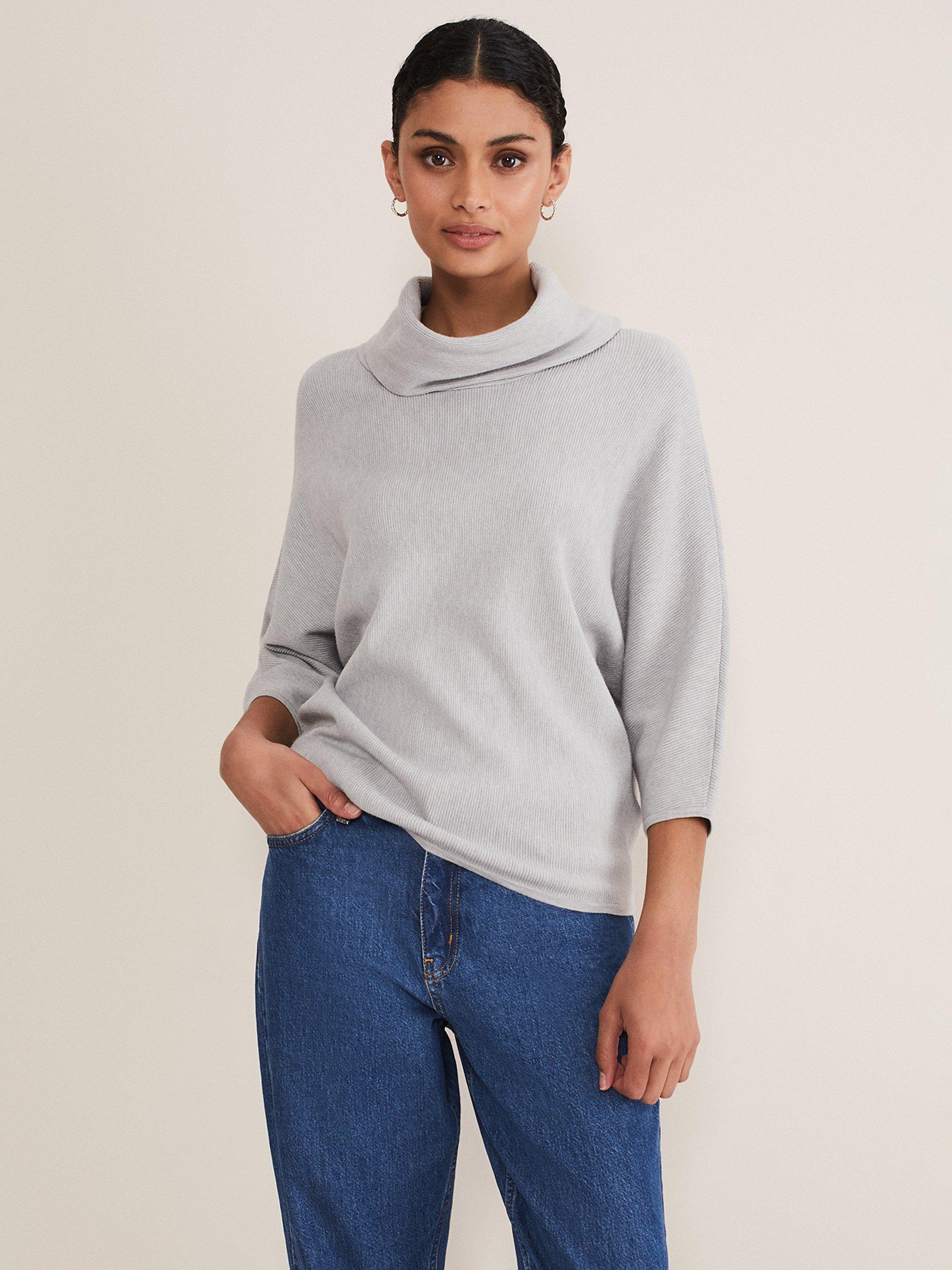 Phase Eight Camillan Cowl Neck Jumper, Pale Grey