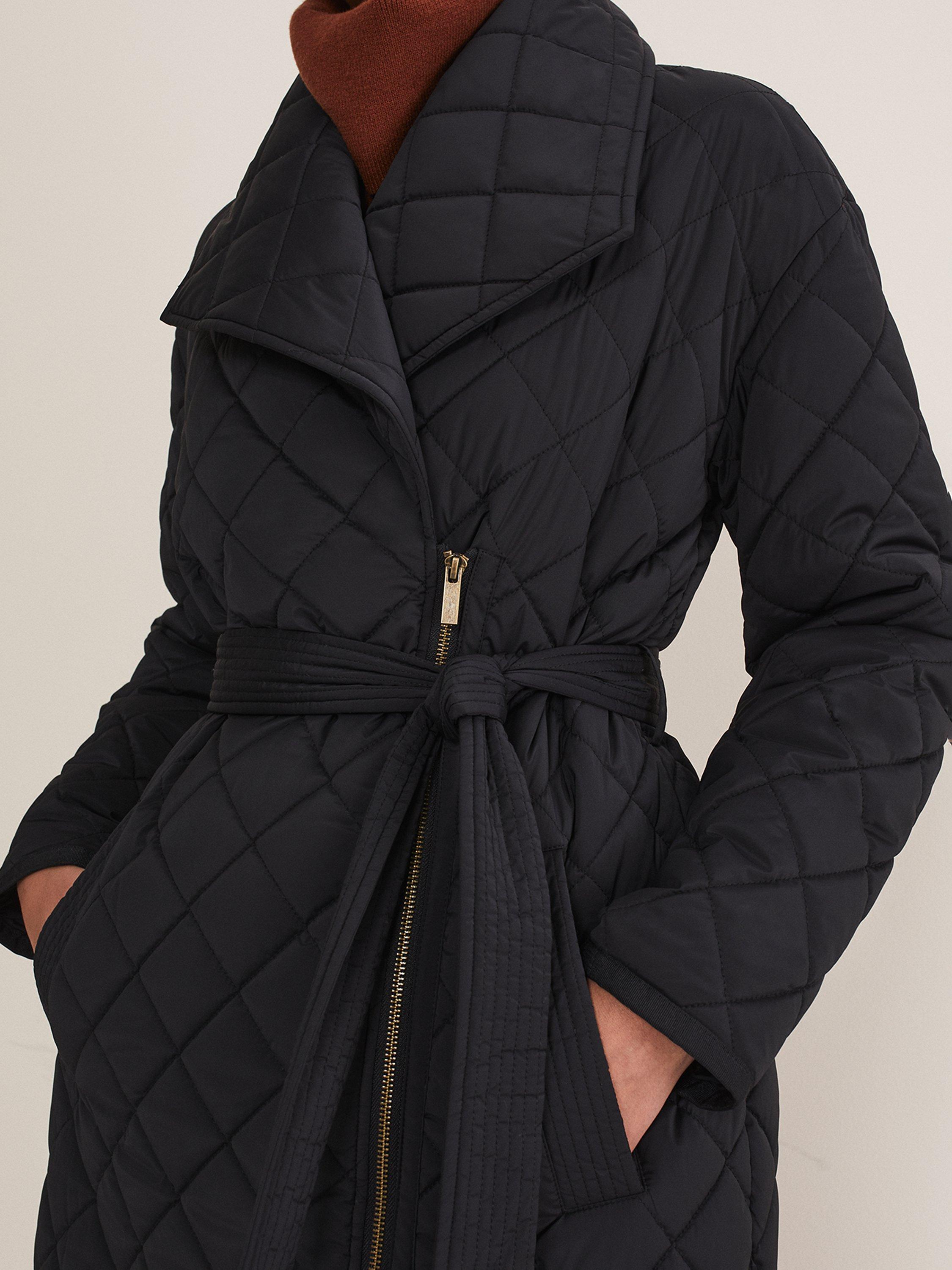 Product image 6 of 6, which shows Phase Eight Nila Quilted Puffer Coat, Black, 8