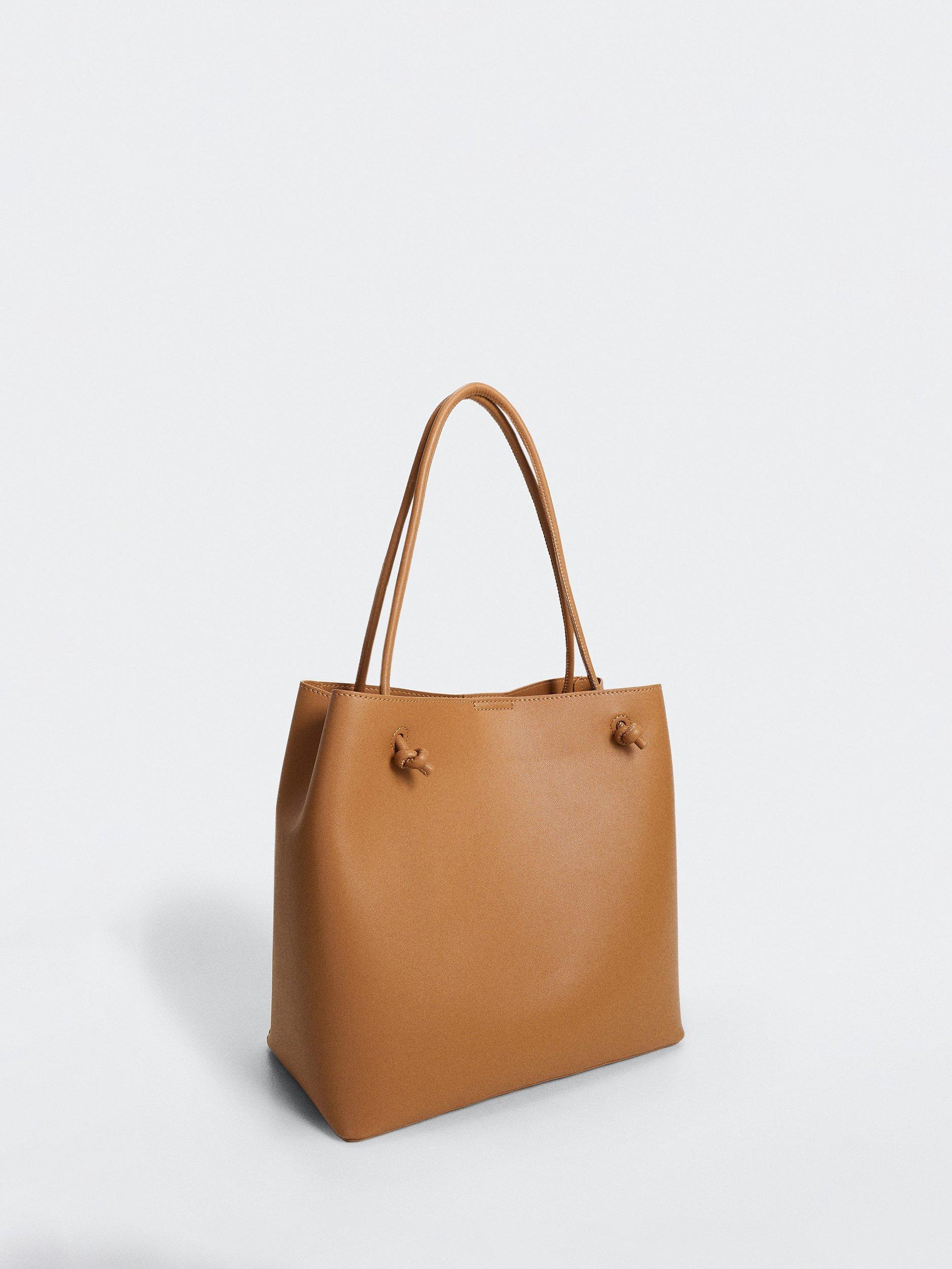 Mango Faux Leather Shoulder Bag, Brown
