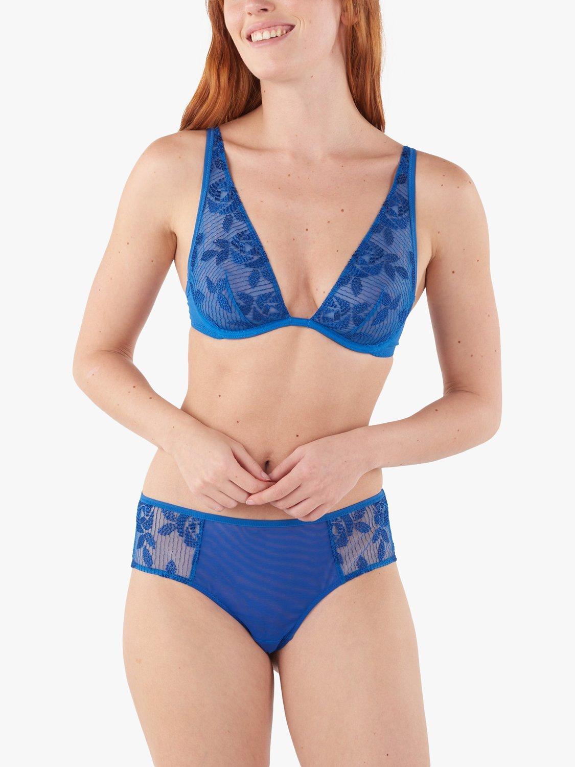 Maison Lejaby Attitude Embroidered Boxer Knickers, Bleu Nomade