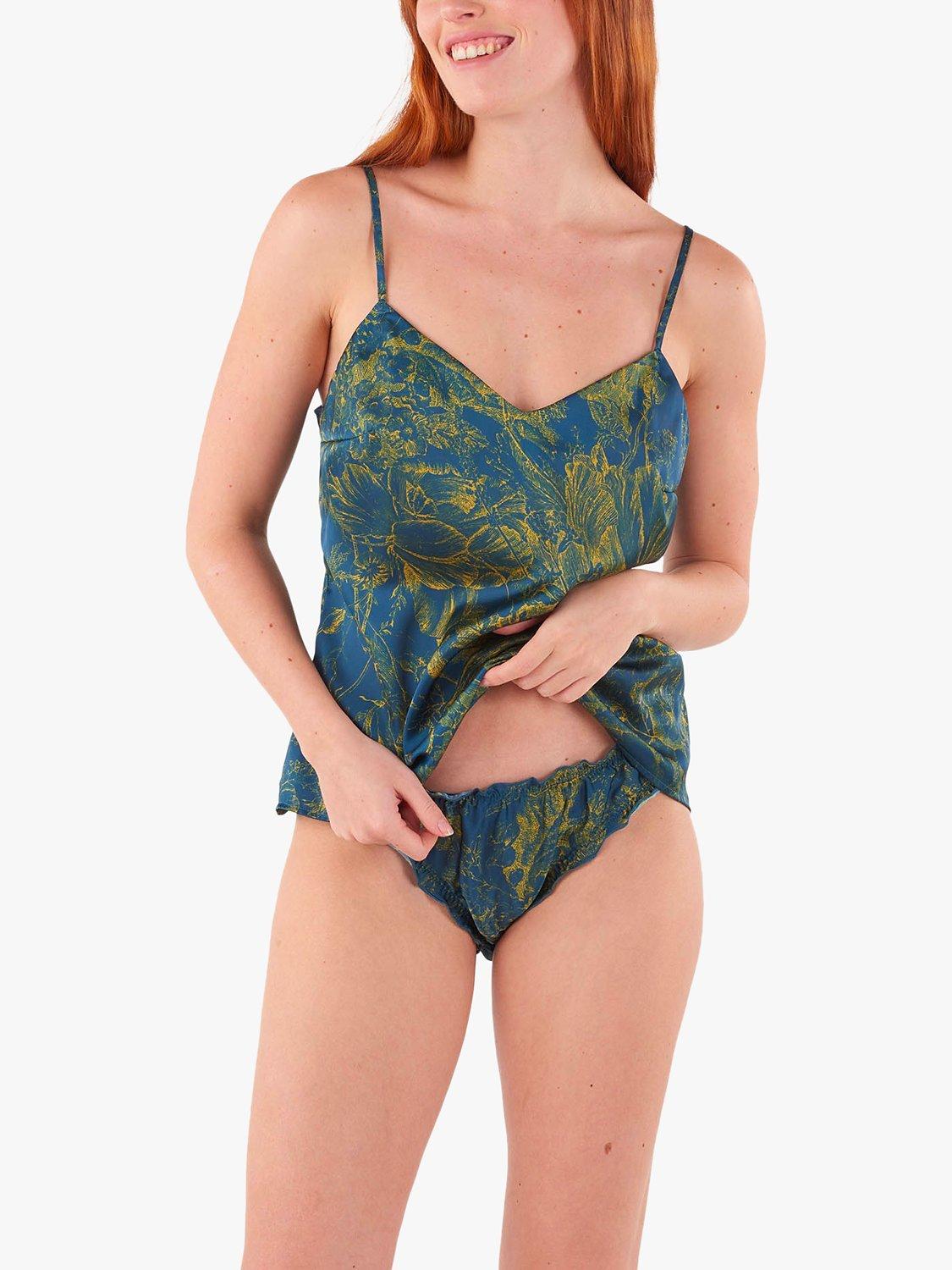 Maison Lejaby Colour Flower Satin Camisole Pyjama Top, Gravure Sulfure