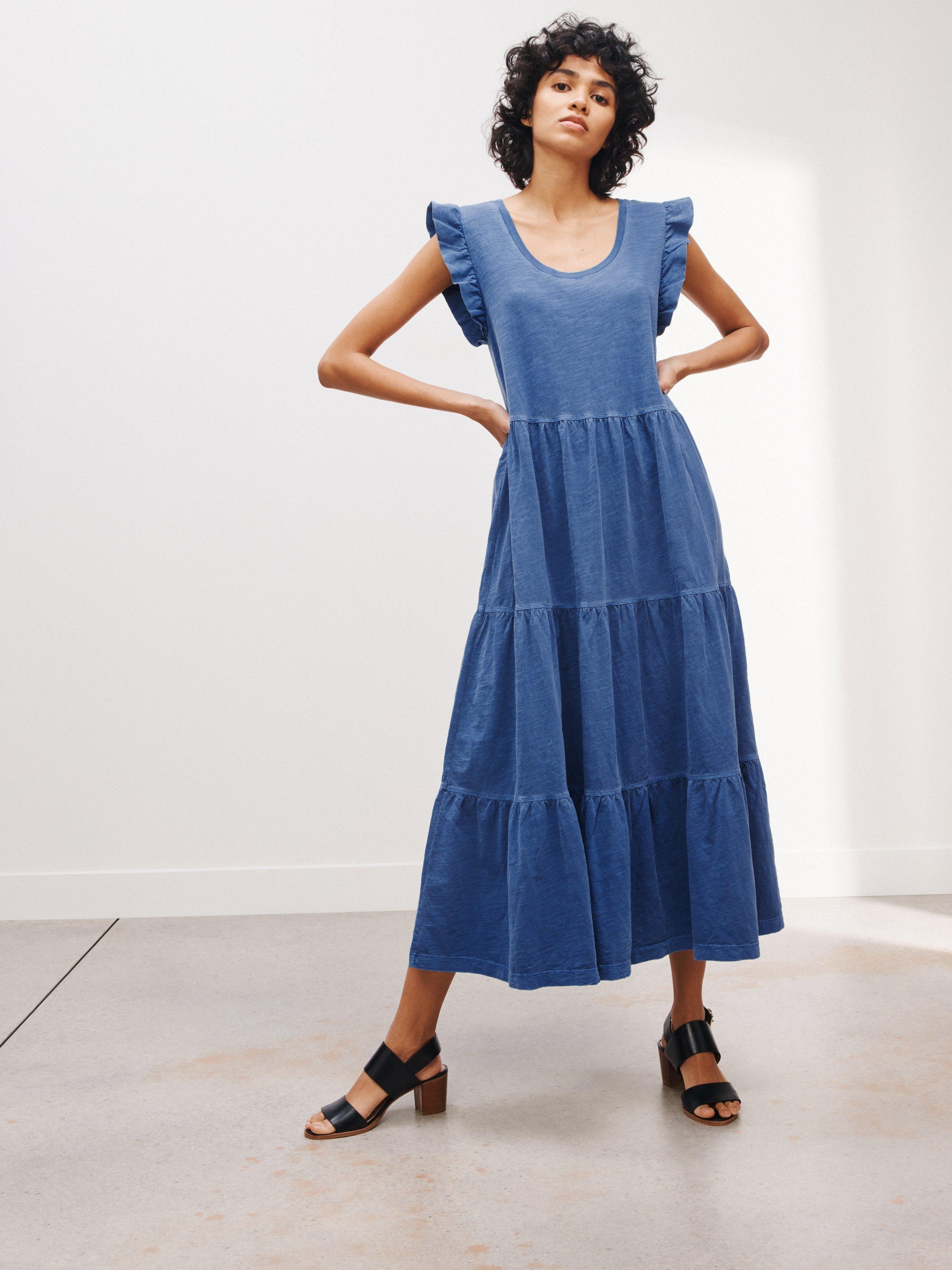 AND/OR Brooklyn Tiered Jersey Dress, Blue