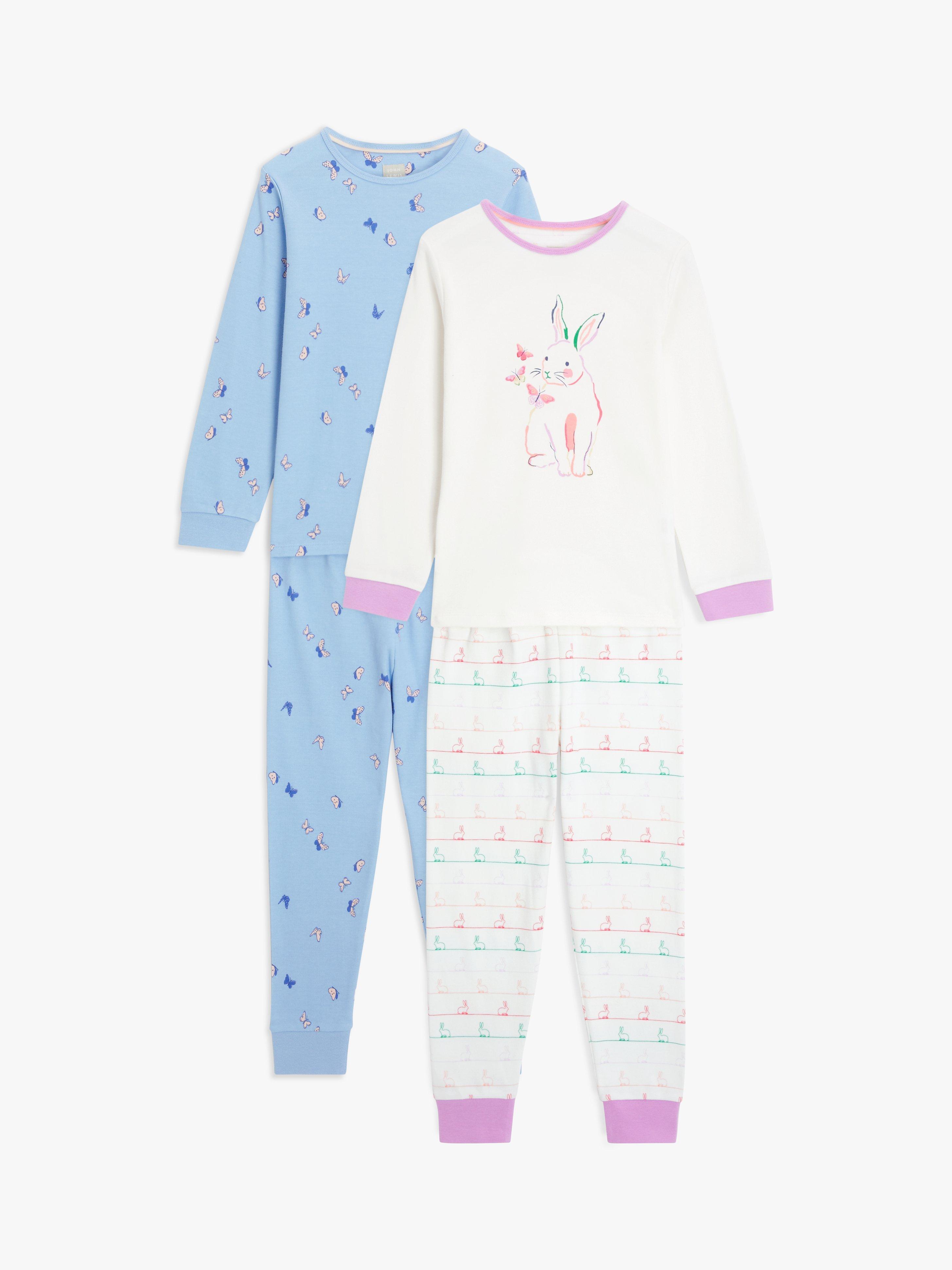 John Lewis Kids' Bunny Butterfly Pyjamas, Pack of 2