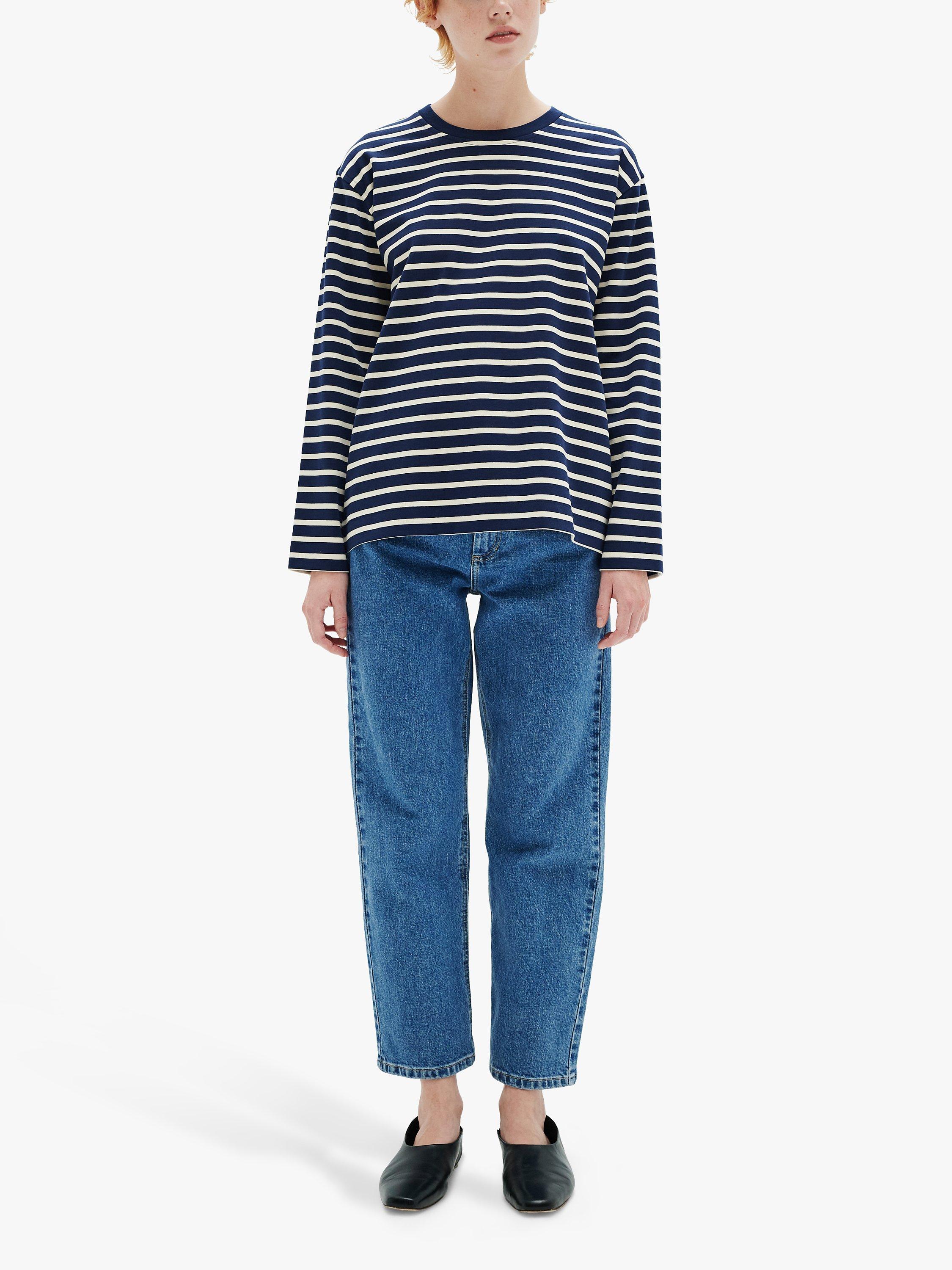 InWear Marlena Striped Jersey Top, Midnight /Creme