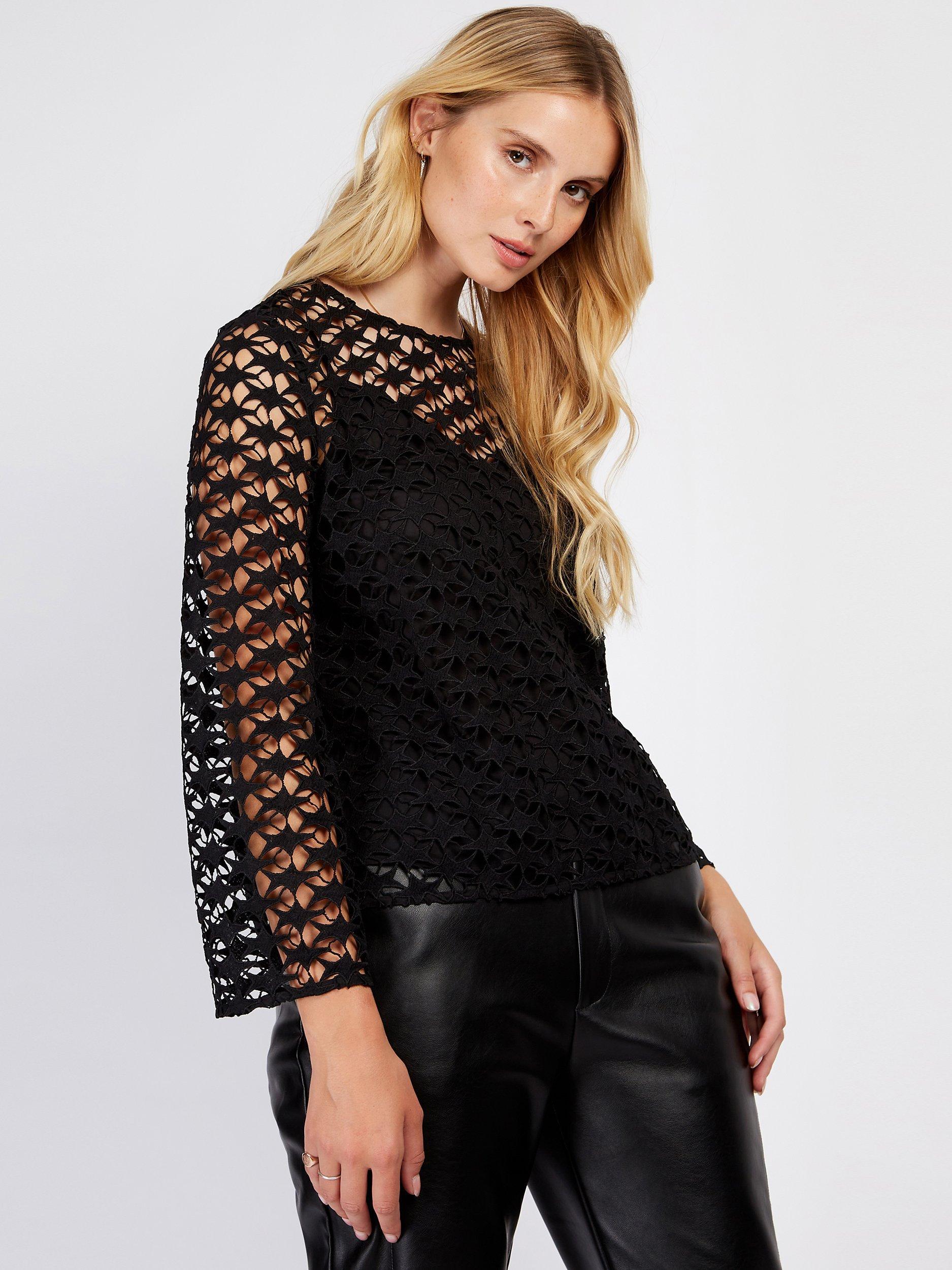 Somerset by Alice Temperley Pleated Lace Top, Black