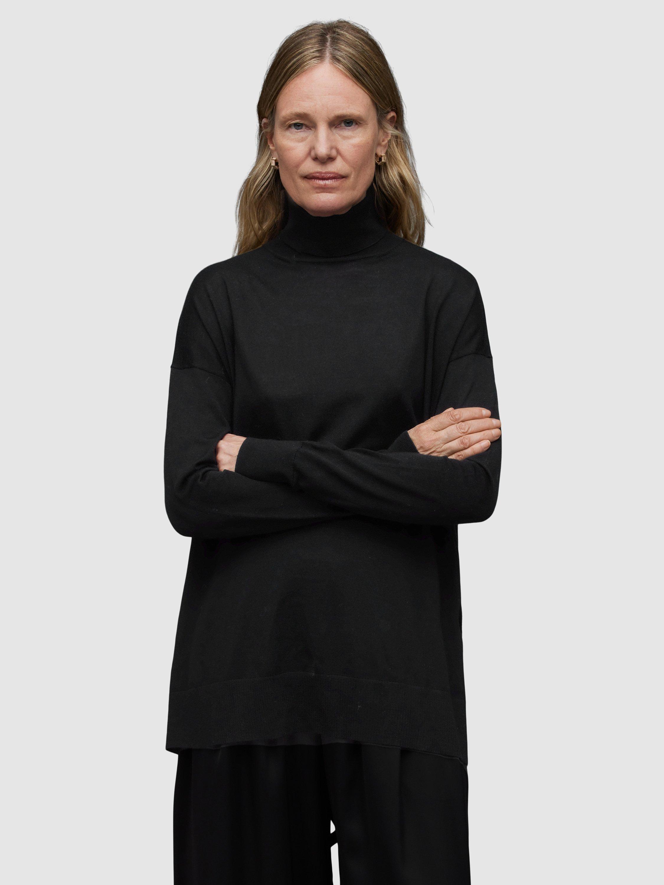 AllSaints Gala Roll Neck Wool Jumper, Black
