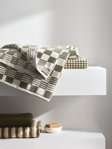John Lewis Check Towels - view 2, Avocado