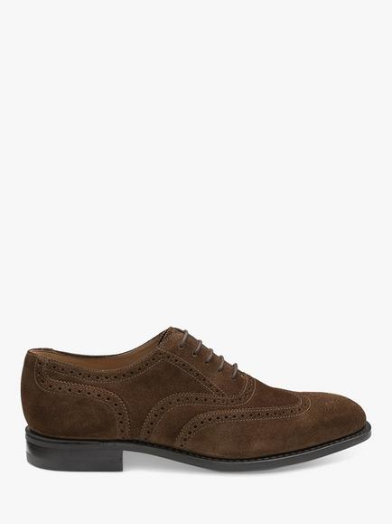 Loake 302 Wide Fit Suede Brogues, Brown, Brown