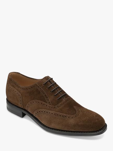Loake 302 Wide Fit Suede Brogues, Brown - view 2, Brown
