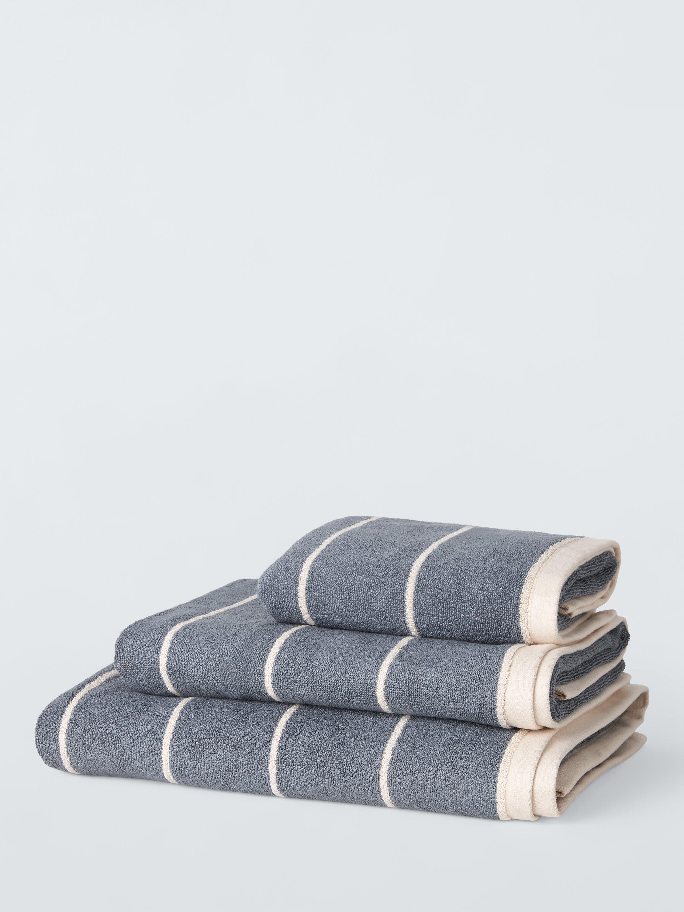 John Lewis Wide Stripe Towels Thistle Blue