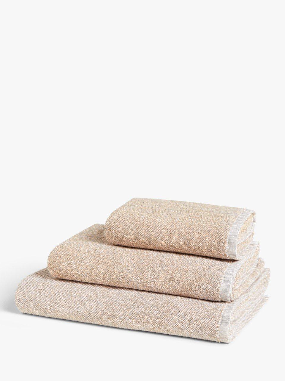 John Lewis ANYDAY Semi Plain Cotton Towel with Hanging Loop, Warm Sand