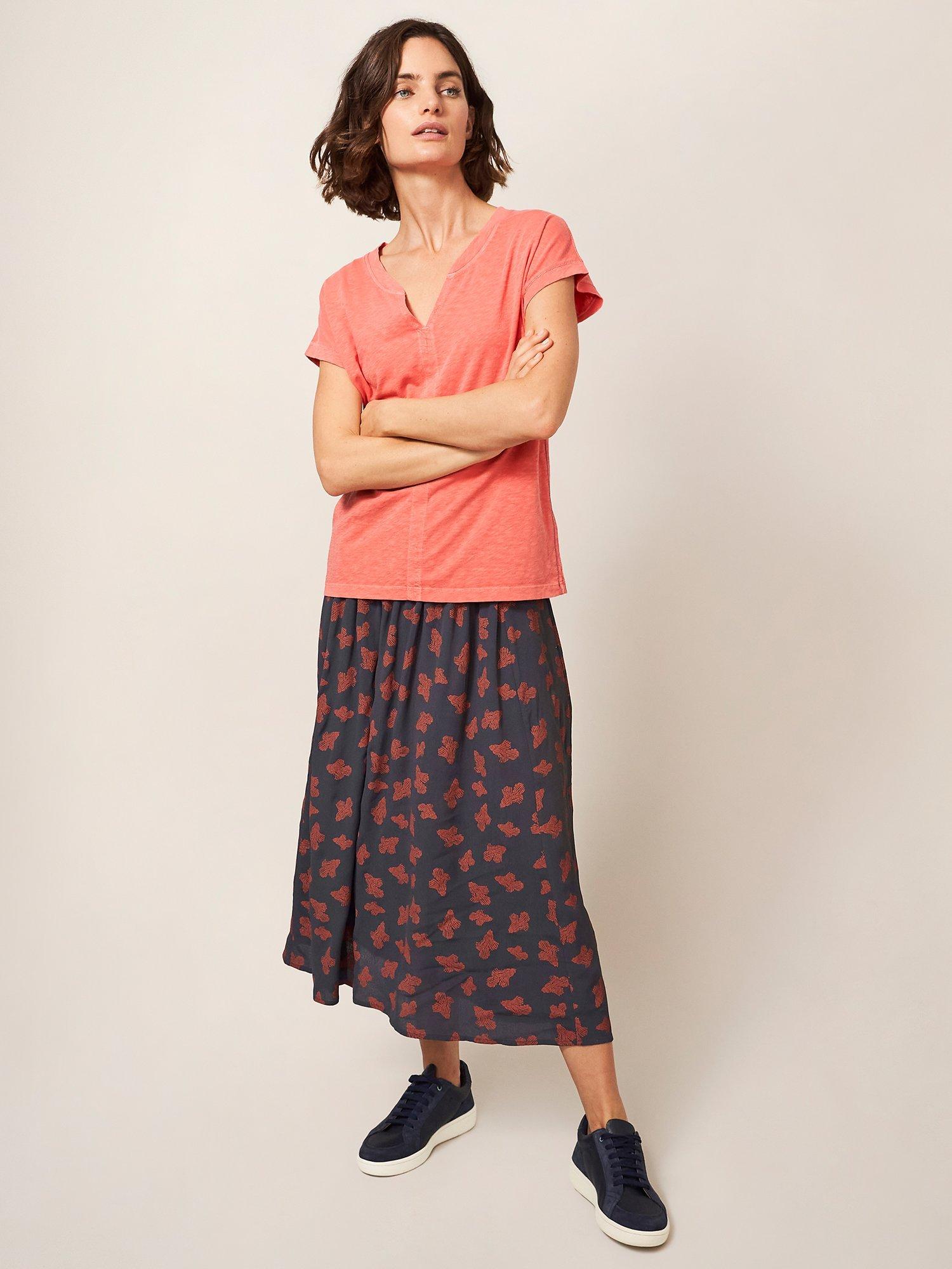 White Stuff Aubree Midi Skirt, Black/Red