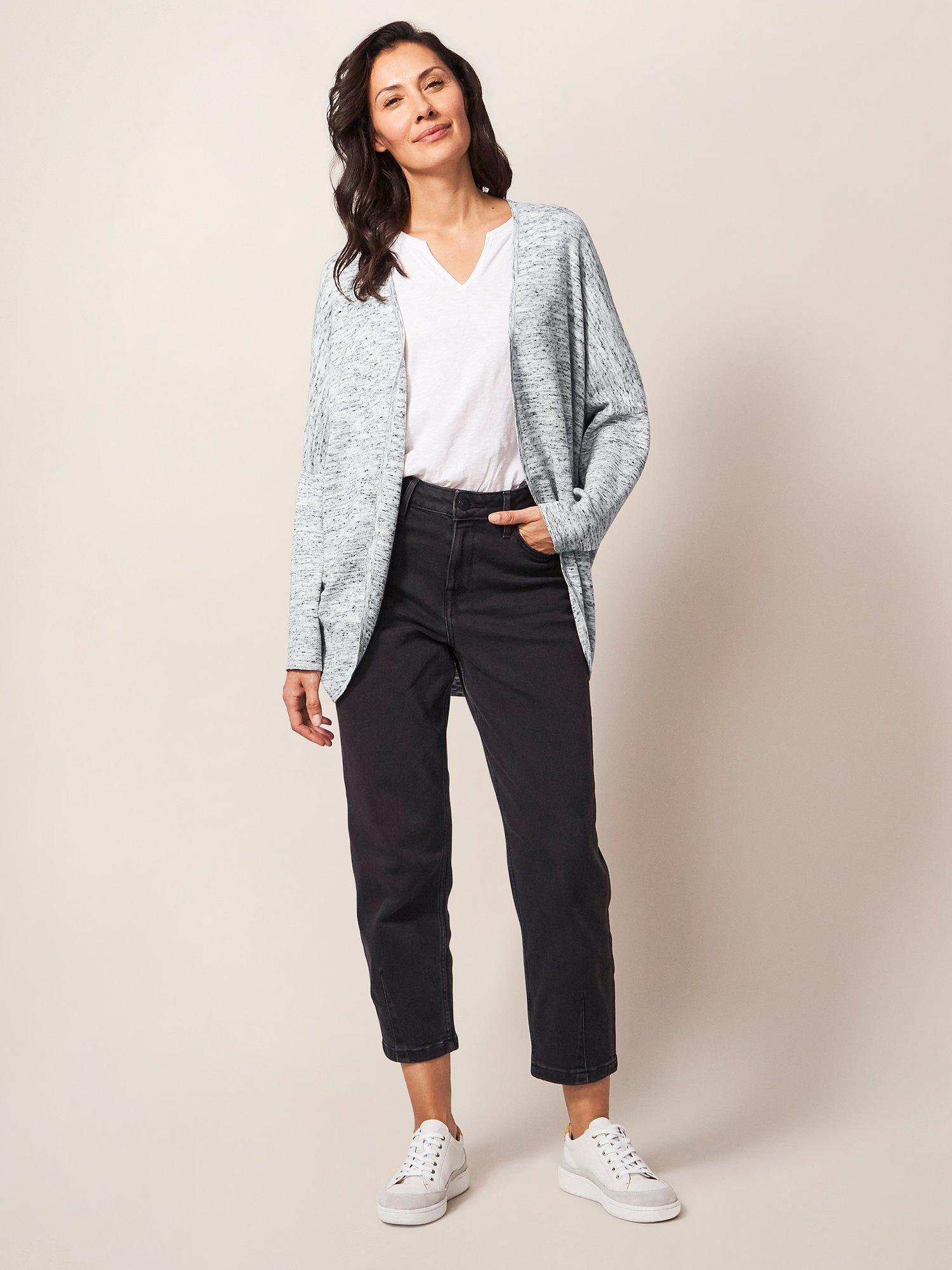 White Stuff Cocoon Linen Blend Cardigan, Mid Grey