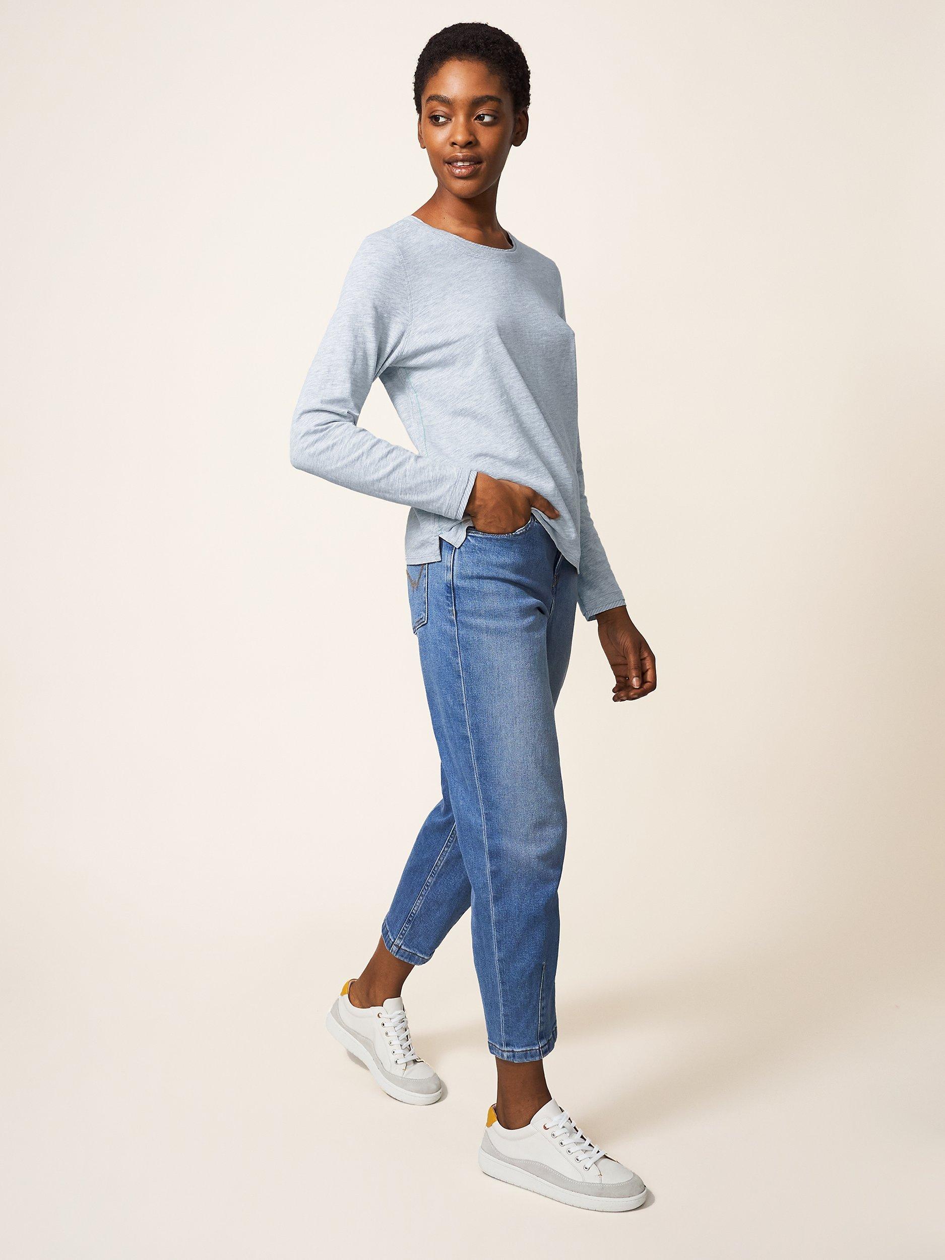 White Stuff Annabel Cotton Long Sleeve T-Shirt, Grey