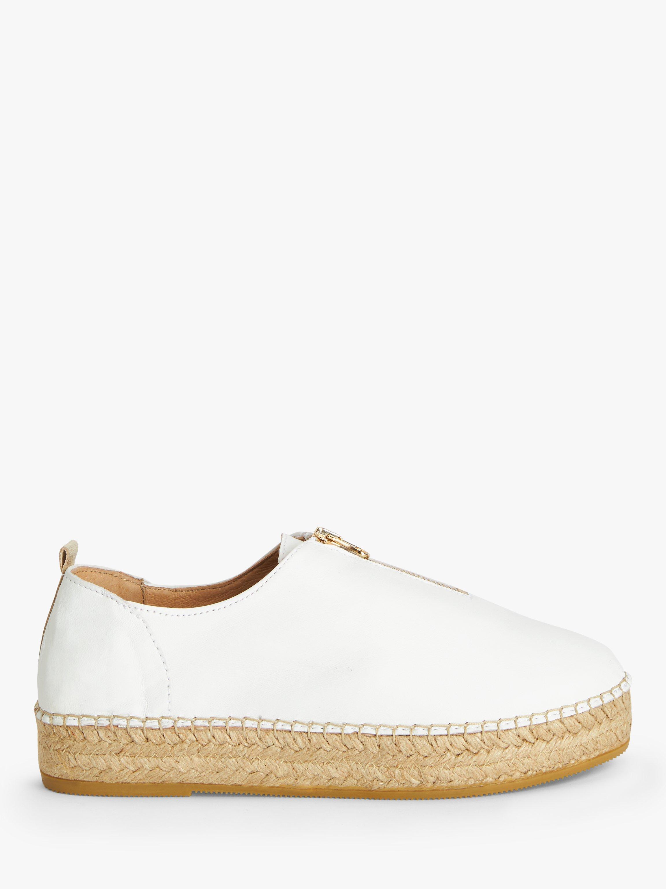John Lewis Koko Leather Flatform Espadrilles, White Leather, 4