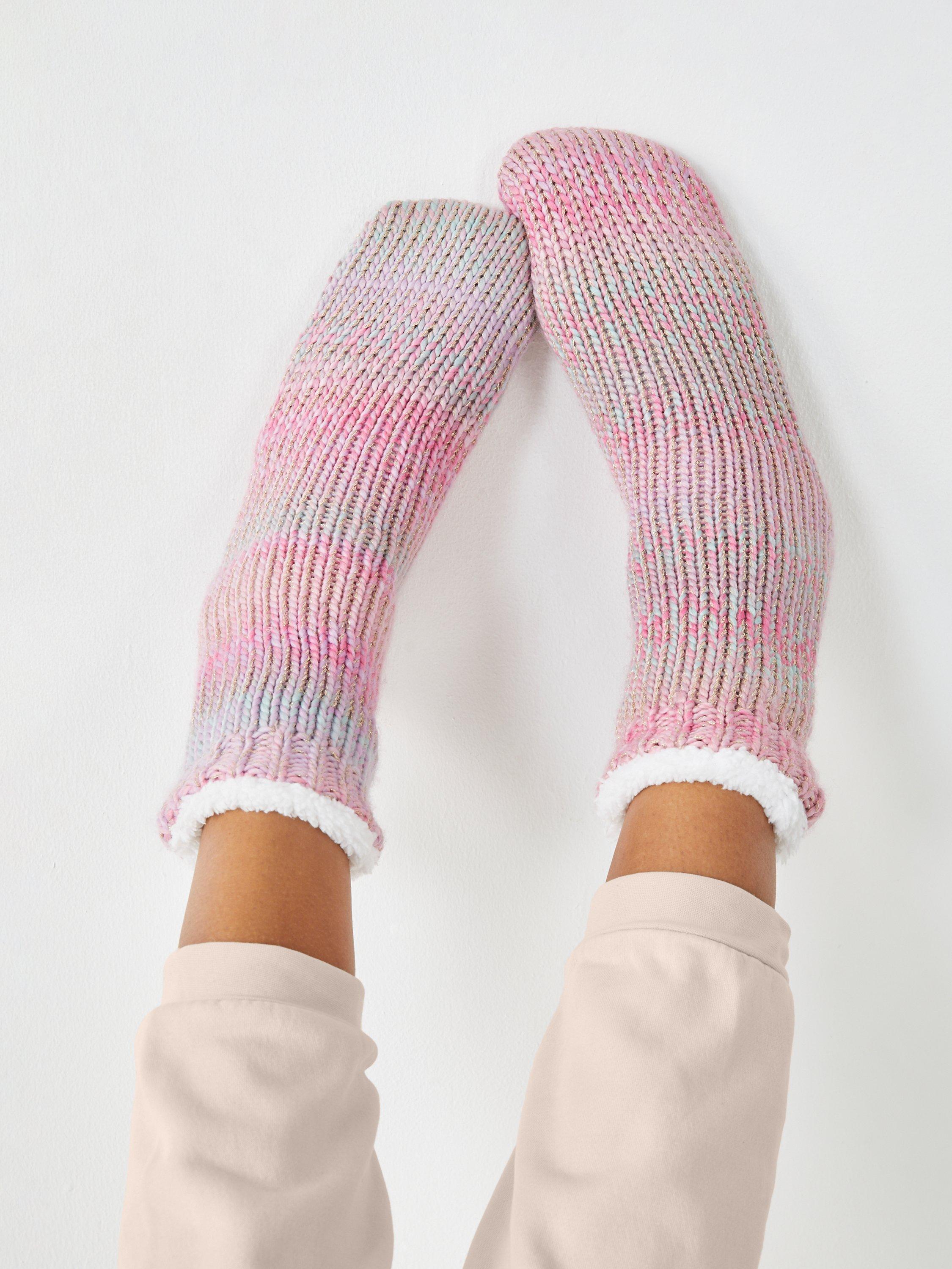 Product image 1 of 2, which shows HUSH Christina Bed Socks, Pink/Multi