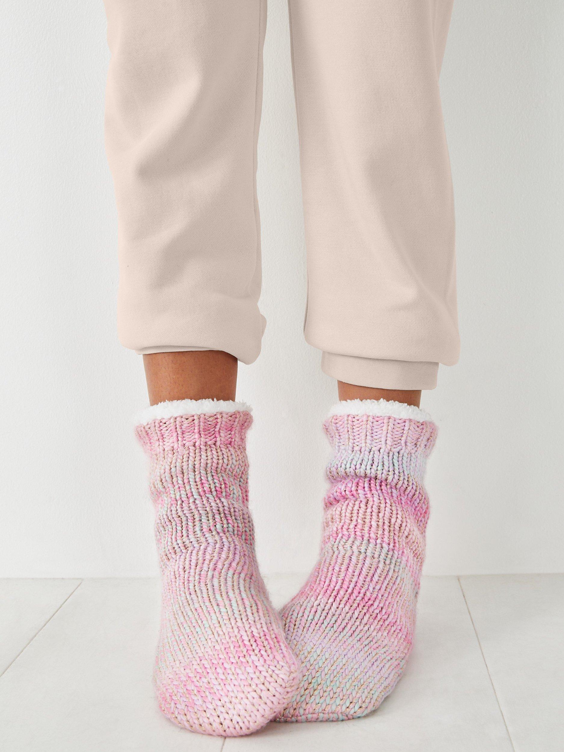 Product image 2 of 2, which shows HUSH Christina Bed Socks, Pink/Multi