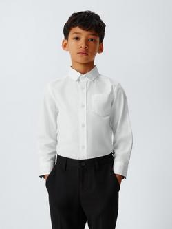 John Lewis Heirloom Collection Textured Cotton Long Sleeve Shirt, White, White