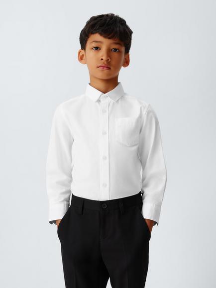 John Lewis Heirloom Collection Textured Cotton Long Sleeve Shirt, White, White